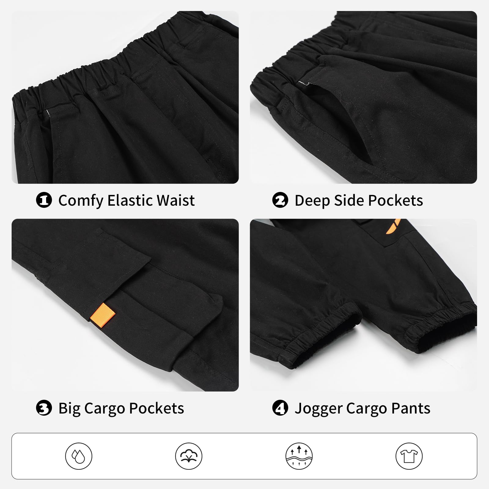 Rolanko Pantaloni Cargo Casual da Ragazzo, con Elastico in Vita, per Escursionismo, 4-14 Anni