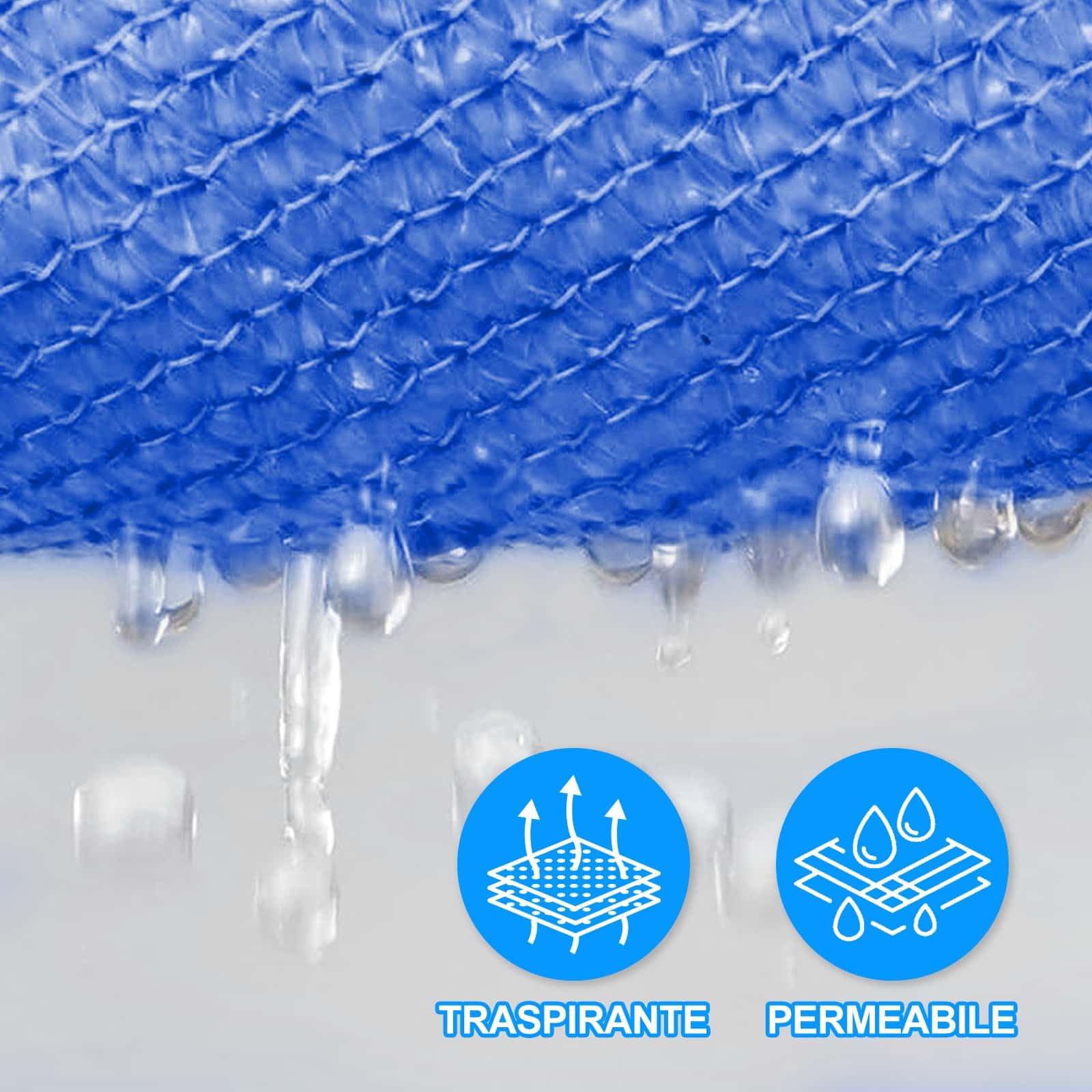 Tenda A Vela Triangolare 5x5x7m Vela Ombreggiante HDPE Traspirante, Protezione Raggi UV 95%, per Feste All'aperto in Terrazza Giardino, con Corda, Blu