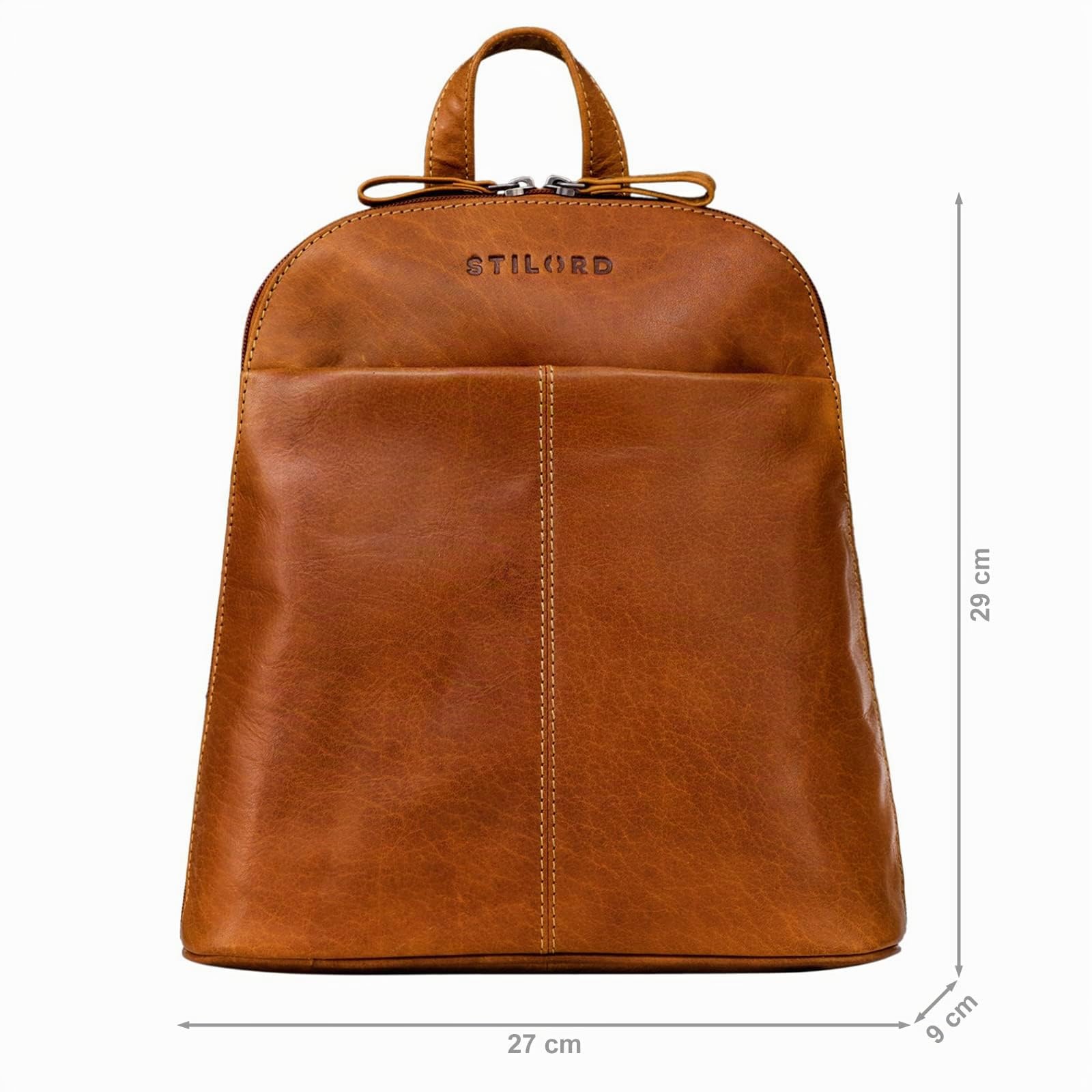 STILORD Olivia Mochila Cuero Mujeres - Daypack City-Mocila pequeño Bolsa de Hombro para Diario Salir o Trabajo de Auténtica Piel Color:Cannes - marrón