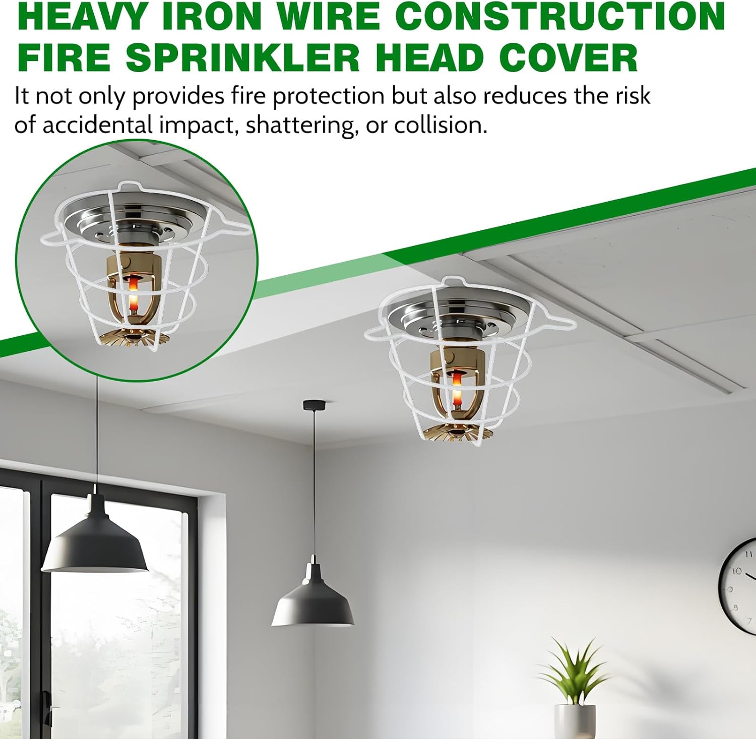 Shimeyao 8 Pcs White Fire Sprinkler Head Guard Cage Covers Protectors Sprinkler Bracket for Both 1/2" and 3/4" Flush Mount Side Wall Pendent Semi Recessed Fire Heads for Ceiling Wall Mount
