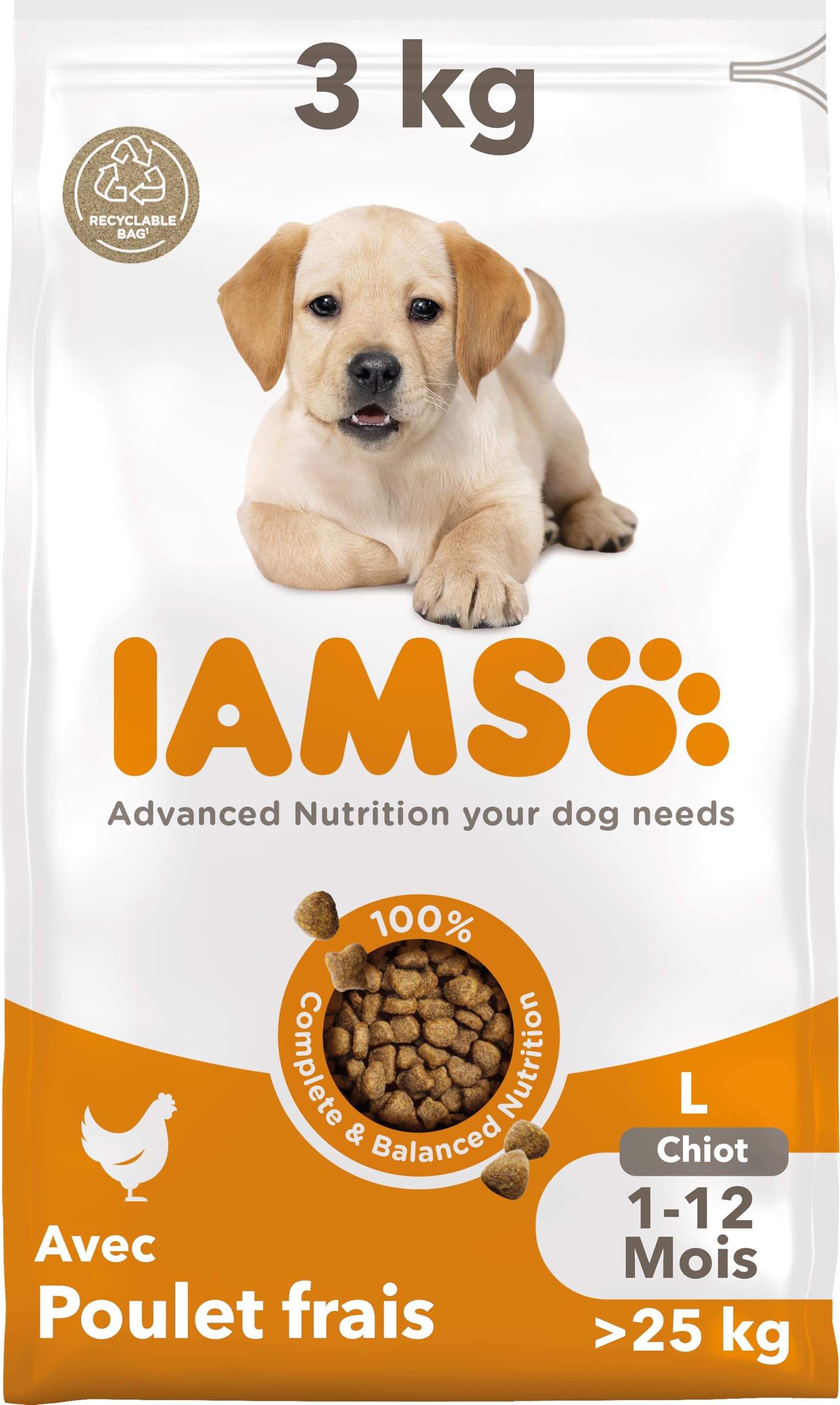 Iams Chicken Food for Puppies Large 3 kg