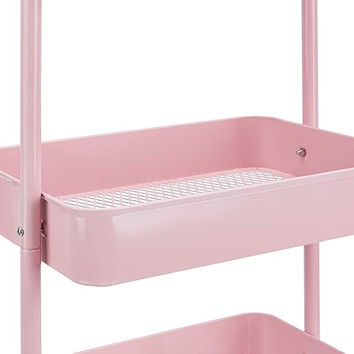 Miniatura 2 de Yaxa Basics Carrito de cocina o utilidad rodante de 3 niveles, ruedas con bloqueo, almacenamiento multifuncional, rosa polvoriento