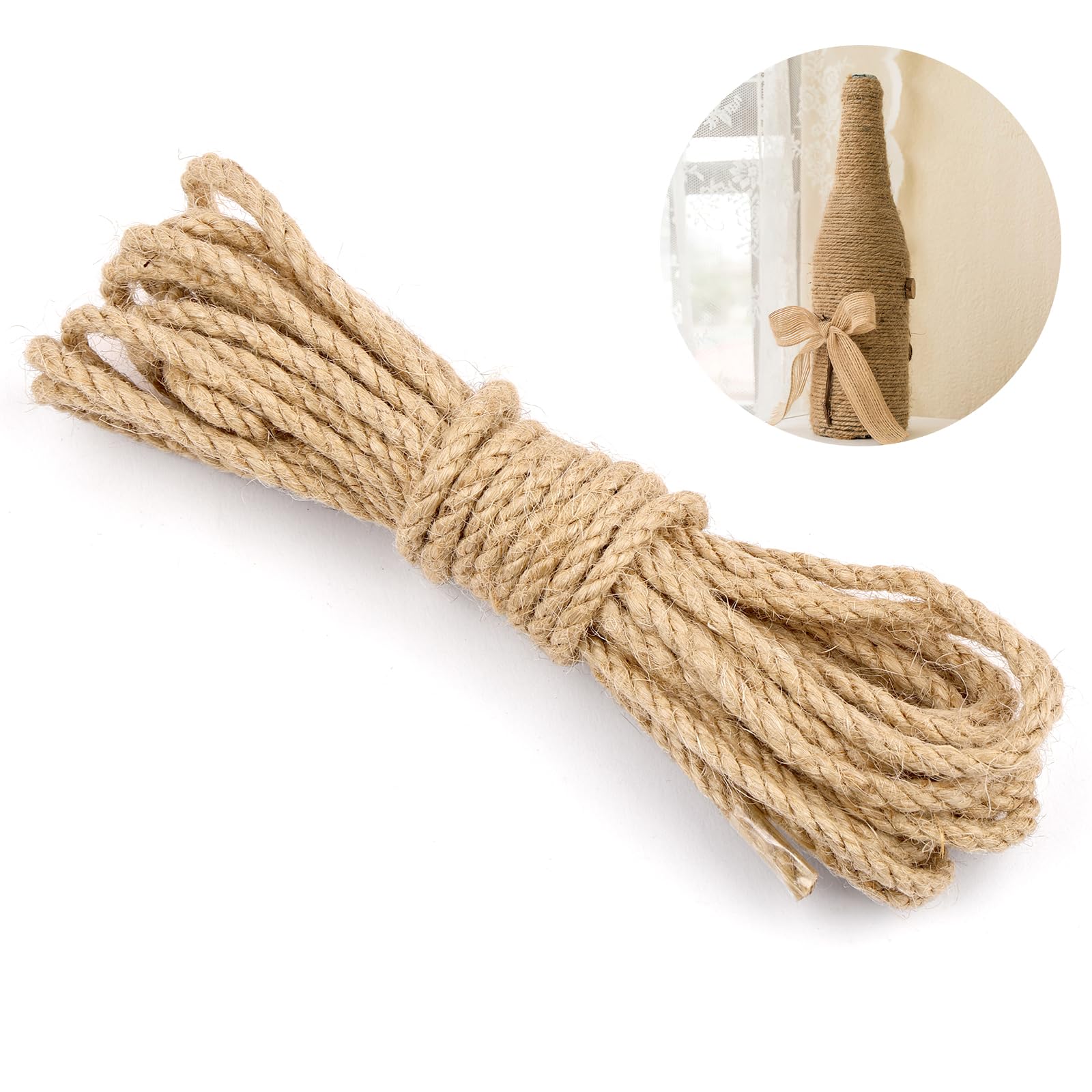 Hanfseil, 4 mm 5 m Juteseil, Natur Tau Seil Kordel, Juteschnur Bastelschnur für Garten, DIY Kunsthandwerk, Verpackungen und Dekoration