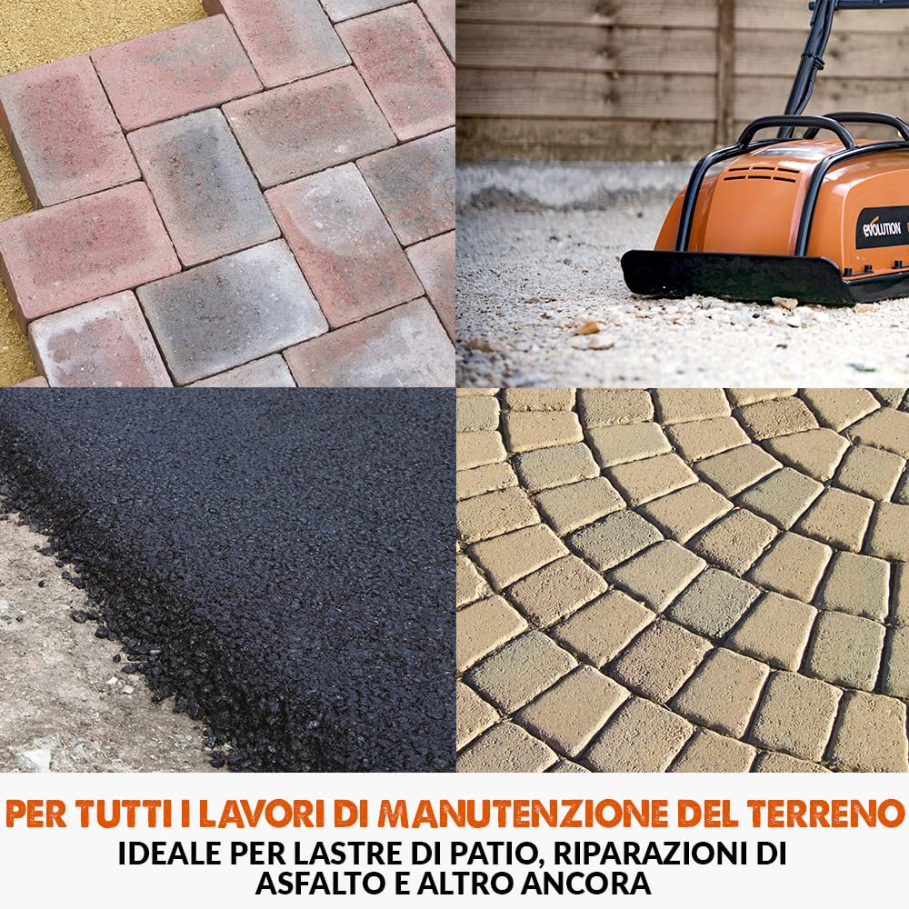 Evolution Power Tools H320-E Hulk Elettro Compattatore Elettrico di Terra Piastra Vibrante Rullo da Giardino, Ideale per la paesaggistica, il livellamento di pavimentazioni, terreni, patio, suolo
