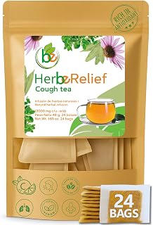 HerbeRelief Tea – Aromatic Botanical Infusion w/Gordolobo (Mullein Leaf),Oregano,Spearmint, Eucalyptus, Echinacea & Vitamin C – 24 Tea Bags (2000 mg Each) – 100% Natural, Vegan & Caffeine-Free – Traditional Herbal,Fulmina – By BexpertsUSA-Tos