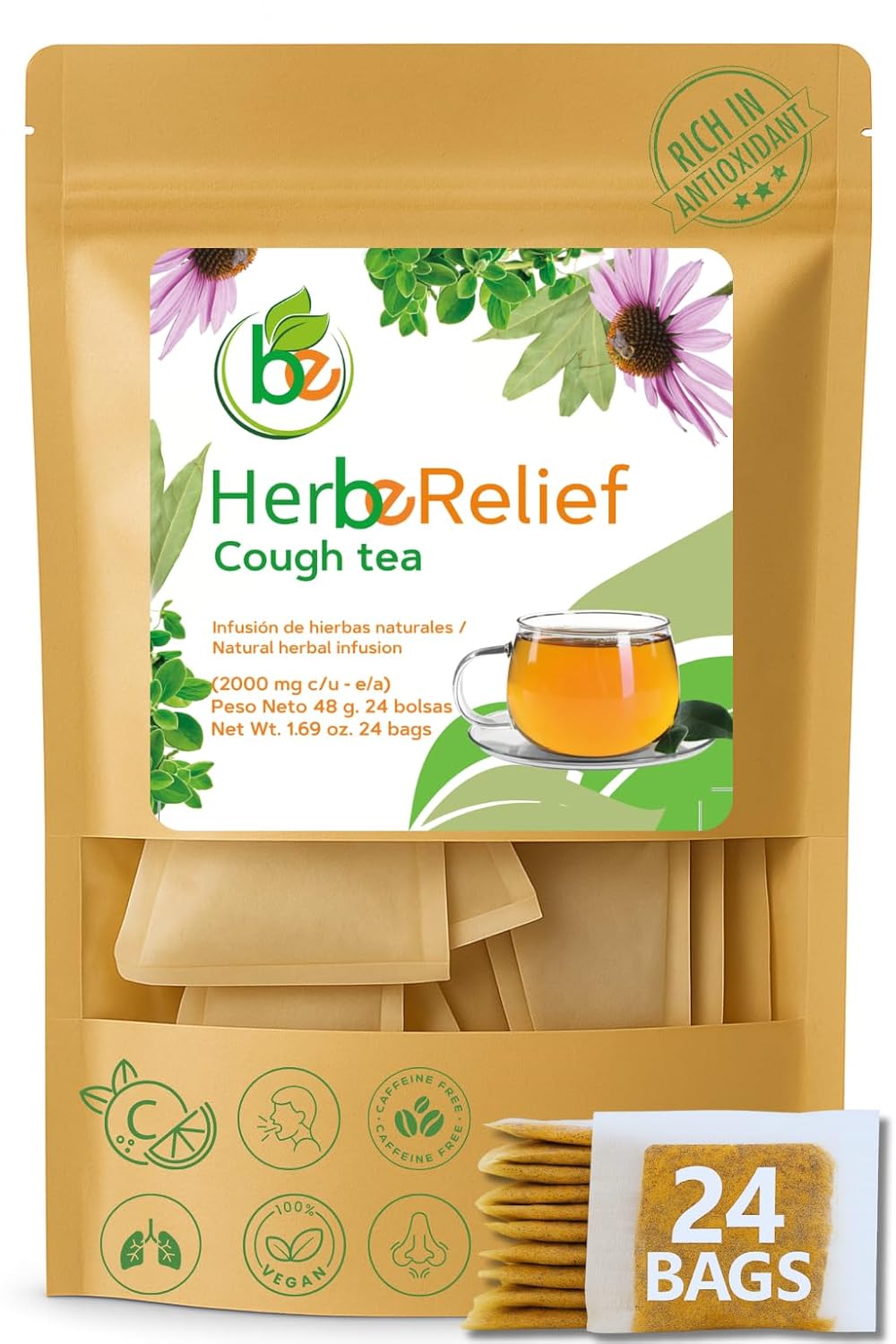 Té de Hierbas Aromático 24 Saquitos 100% Natural Sin Cafeína