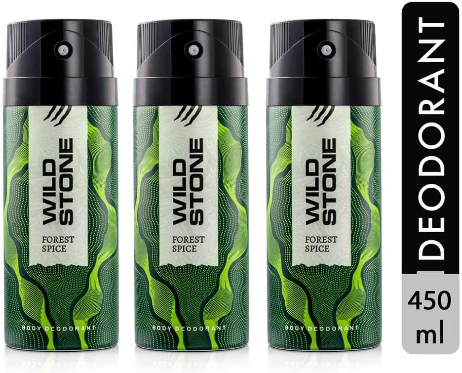 Wild Stone Forest Spice Long Lasting Deodorant for Men, Pack of 3 (150ml each)