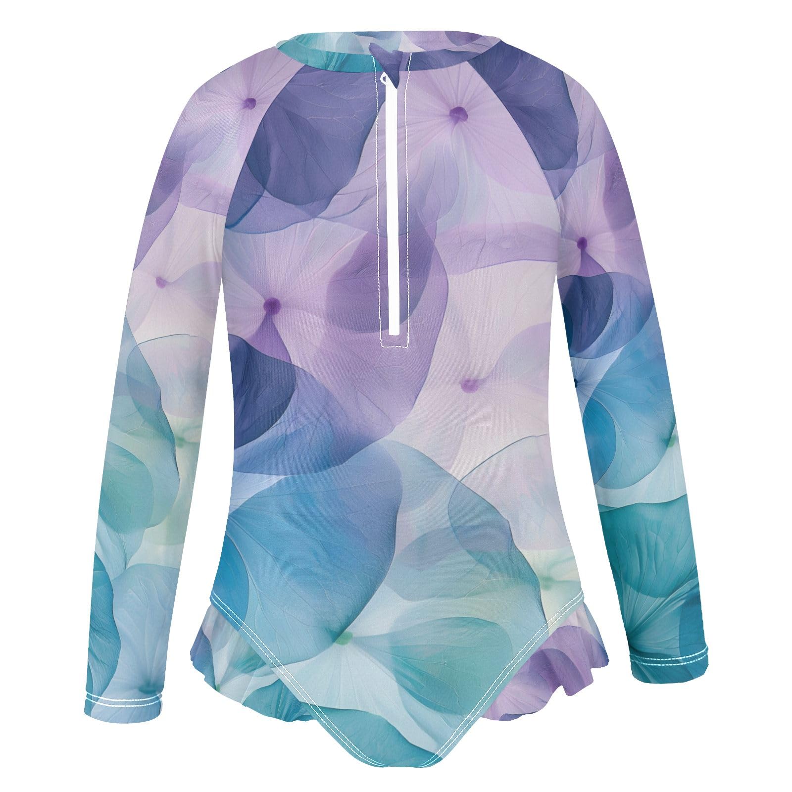 ALAZA Toddler Swimsuit Girl Bathing Suit Swimwear Rash Guard Transparent Floral Long Sleeve 3T