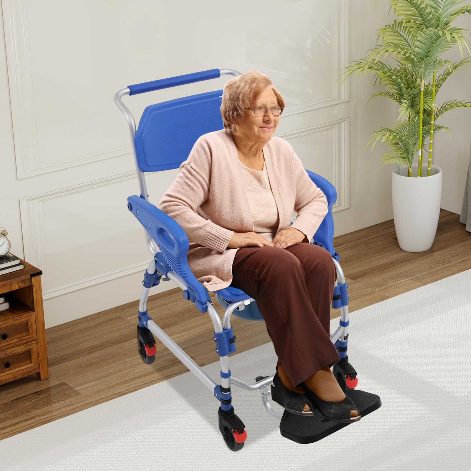 Sillas de inodoro móviles con ruedas, sillas de ducha móviles especialmente para personas mayores, sillas de ruedas de ducha móviles, sillas de inodoro, adecuadas para pacientes, personas mayores