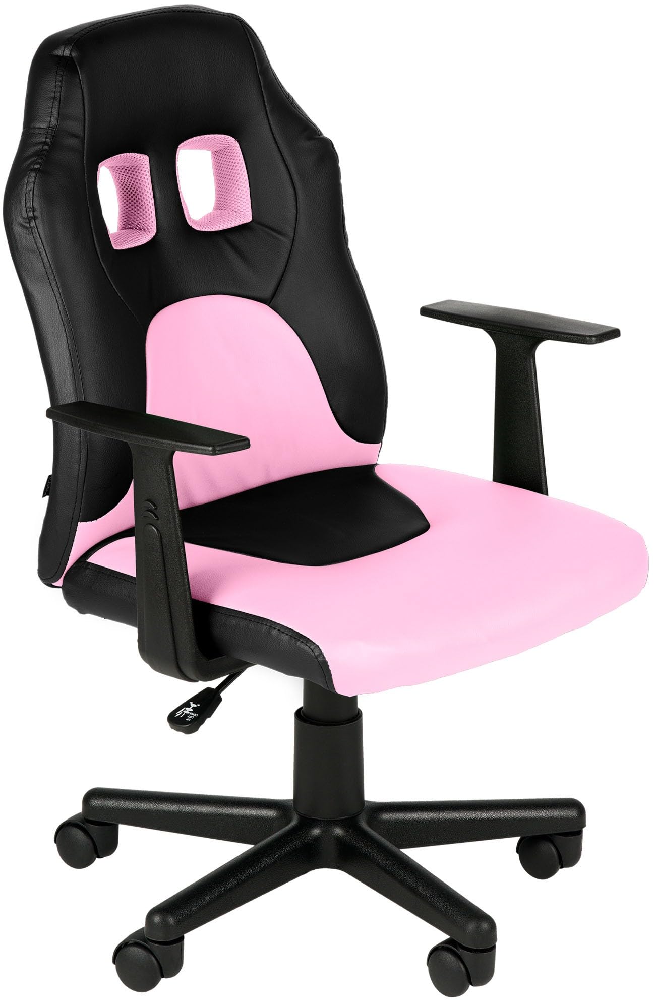 CLP Chaise de Bureau Ergonomique Fun pour Enfants et Adolescents, avec revętement en Simili Cuir, accoudoirs Amovibles, Couleur:​Noir/​Rose