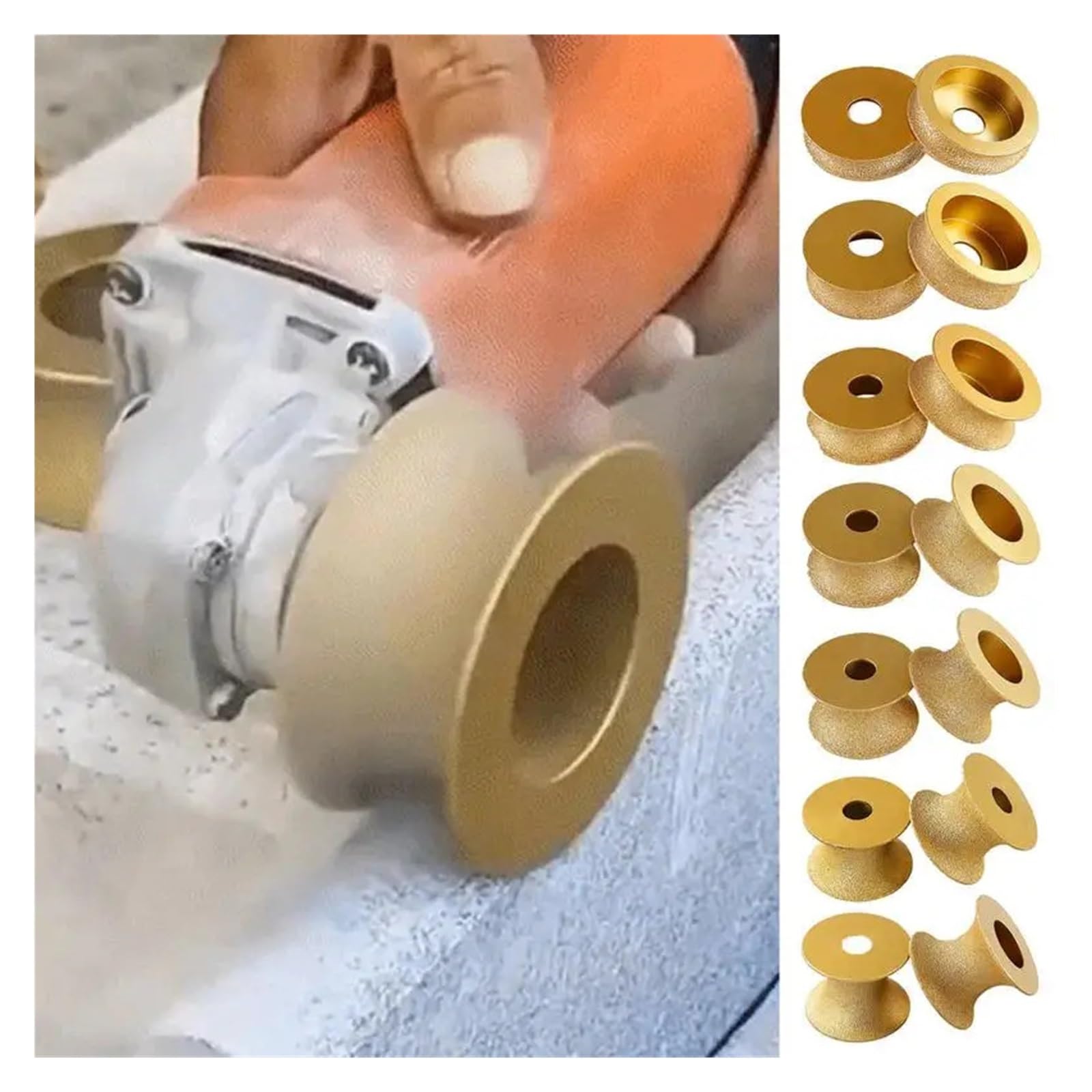 Mola abrasiva diamantata brasata sotto Vuoto a Secco da 75 mm, Diametro del Foro 10-50, Disco abrasivo for Marmo con Bordo Semi-bullnose(35mm)