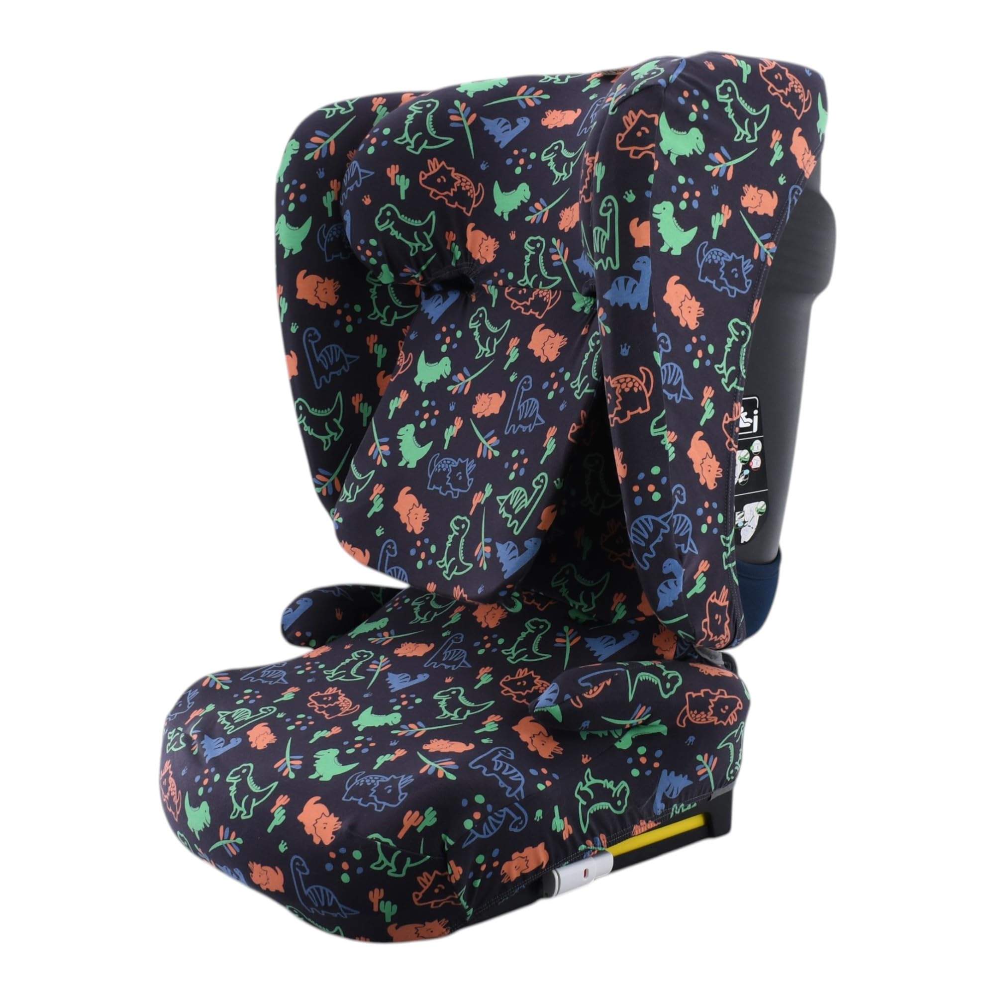JYOKO Kids Funda para Silla de Coche Compatible con Kinderkraft Unity 2, algodón orgánico Suave y Transpirable para Mayor Confort (Estampado Happy Dino)