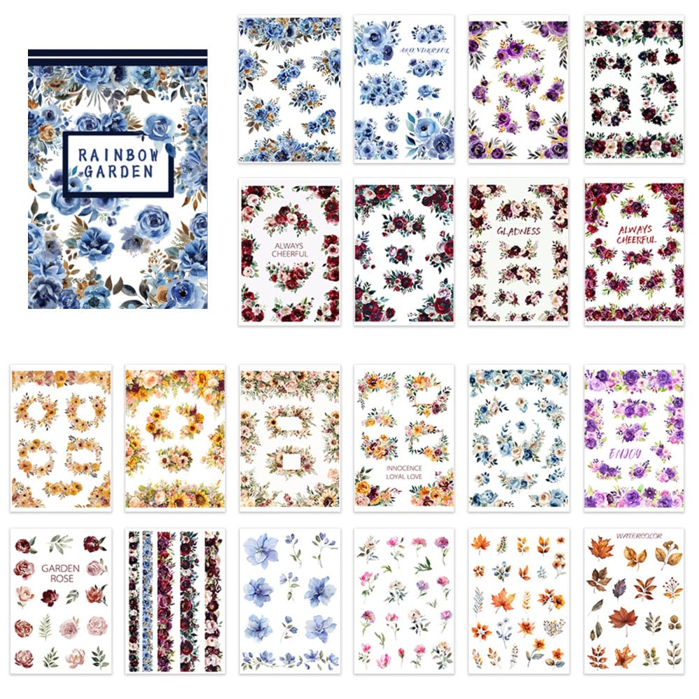 Scrapbook Stickers, 20PCS Journaling Sticker Book Pre-Cut Garden Kitty Cafe Countryside Stickers for Scrapbooking DIY Crafts Journal Ephemera