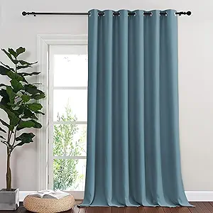 NICETOWN Blackout Curtains & Drapes - Privacy Thermal Efficiency Backdrop Curtains for Bedroom Room Divider Living Room Patio Sliding Glass Door, Wide 80 x Long 144 inch, Smoky Blue, 1 Panel