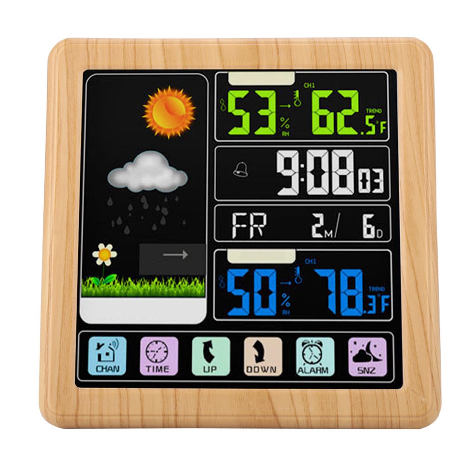 Termómetro digital de escritorio Estación meteorológica Lacrosse TS 3310 Pantalla táctil completa Reloj meteorológico multifunción inalámbrico con indicación meteorológica y (Negra)