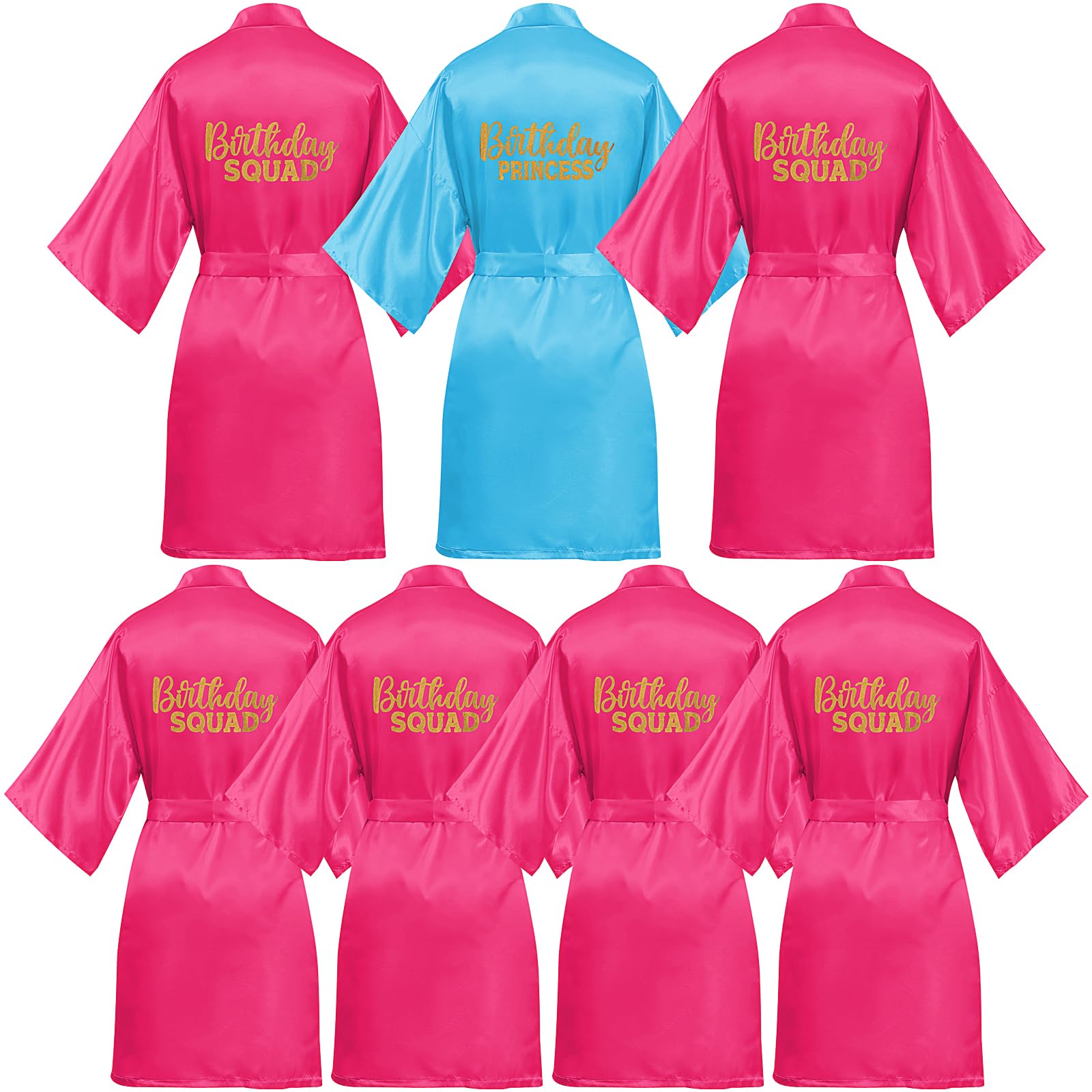 MSYU 7 pezzi di compleanno Squad Robe Spa Party Forniture Compleanno Principessa Robe Unicorno Slumber Pigiama per ragazze