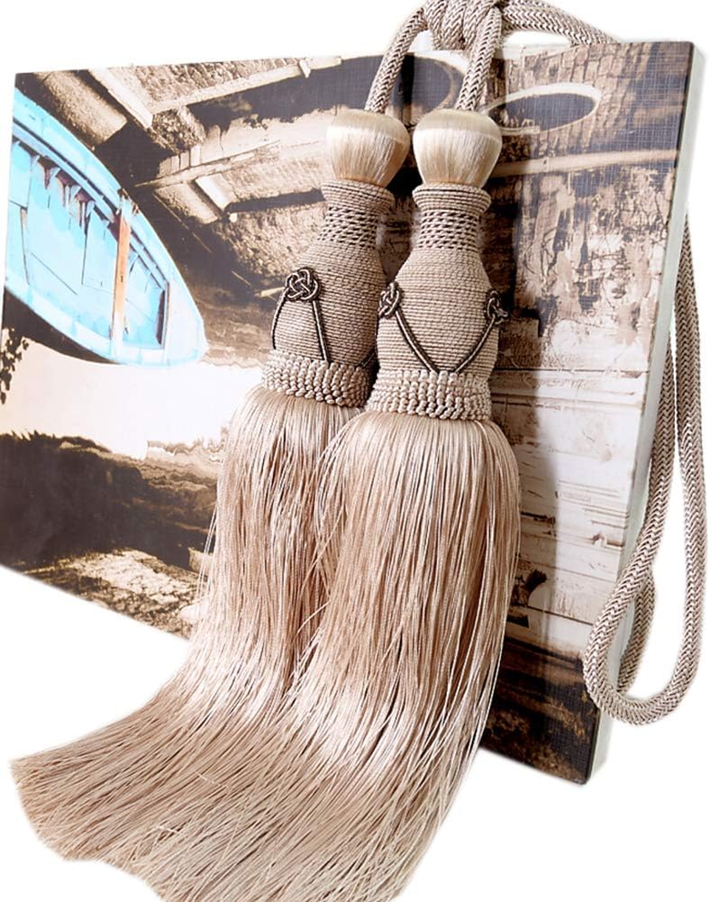 Beautiful Flower Patterns Beaded Tassels Curtain Tiebacks Curtain Buckle Curtain Tassels Tiebacks for Livingroom (Blue)