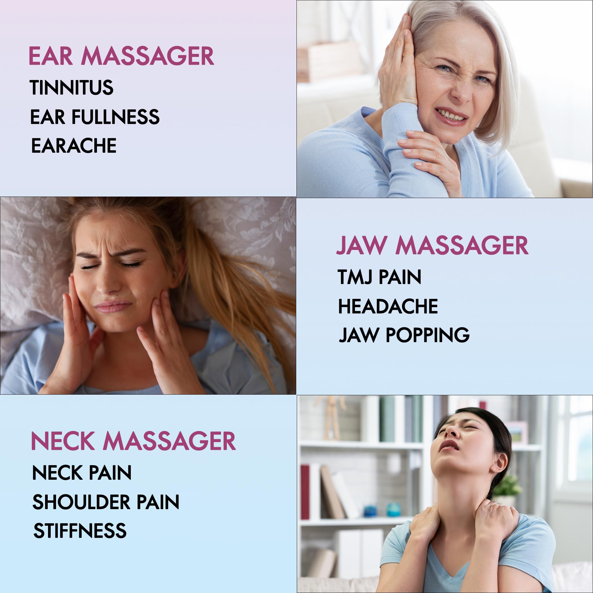 Silicone Ice Head Massage Roller for Head, Neck, Jaw, Ear, and Sinus Relief-Rechargeable Handheld Massage Roller with Comfortable Grip (Purple)