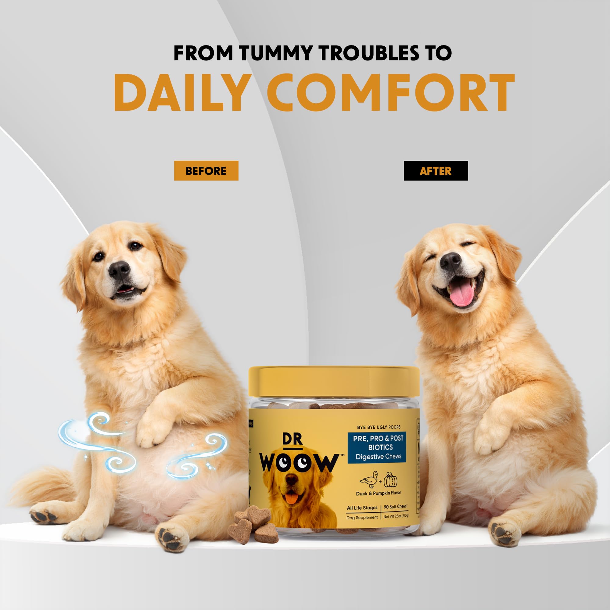 Probiotics Supplements for Dogs Soft Chews (90 CT) – Digestive Support + Gut Balance & Healthy Stool Support – Probiotics + Digestive Enzymes – Duck & Pumpkin Flavor – Made in USA - image 7