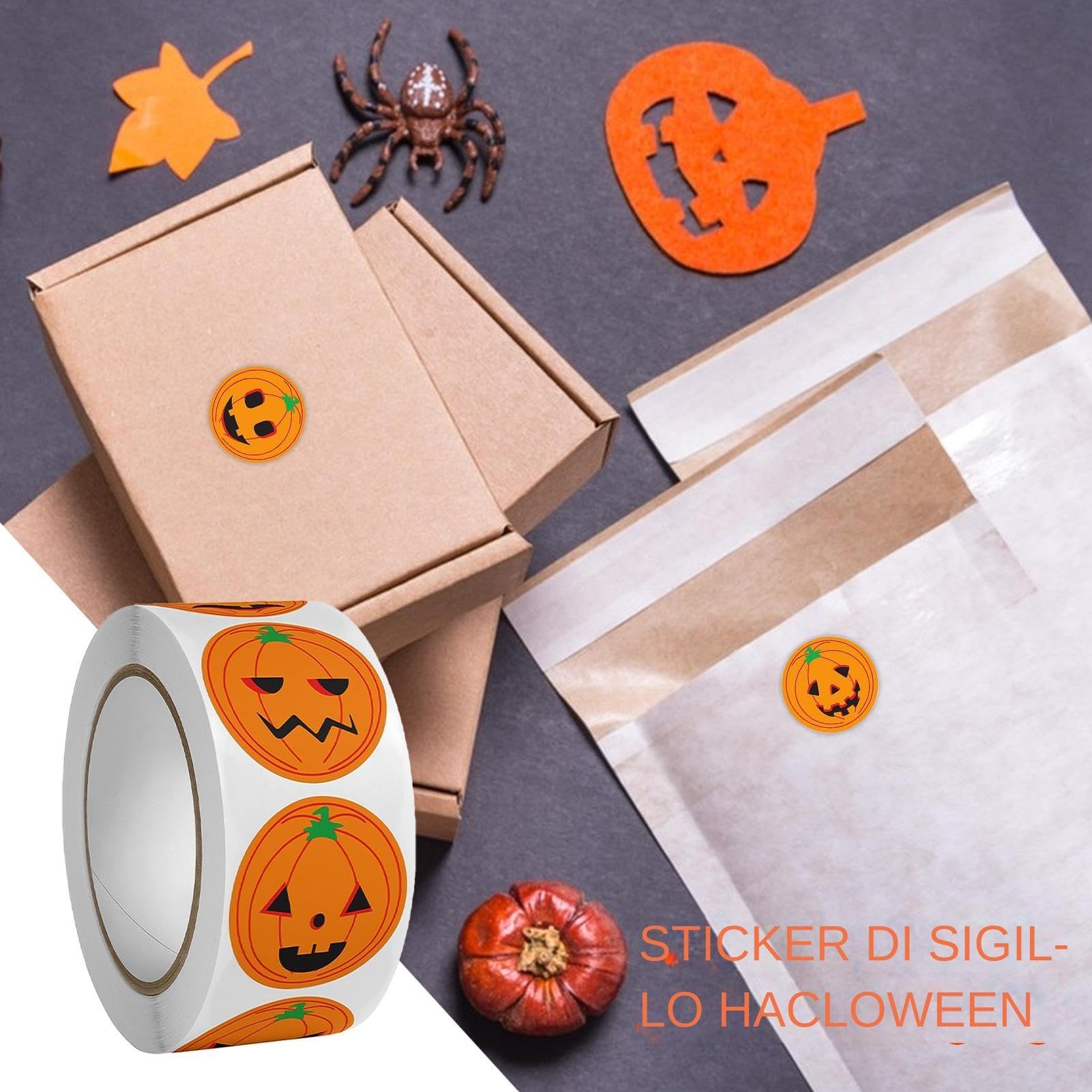 2 Rotoli Adesivo Rotolo Halloween, Halloween Adesivo Tag, Zucca Adesivi