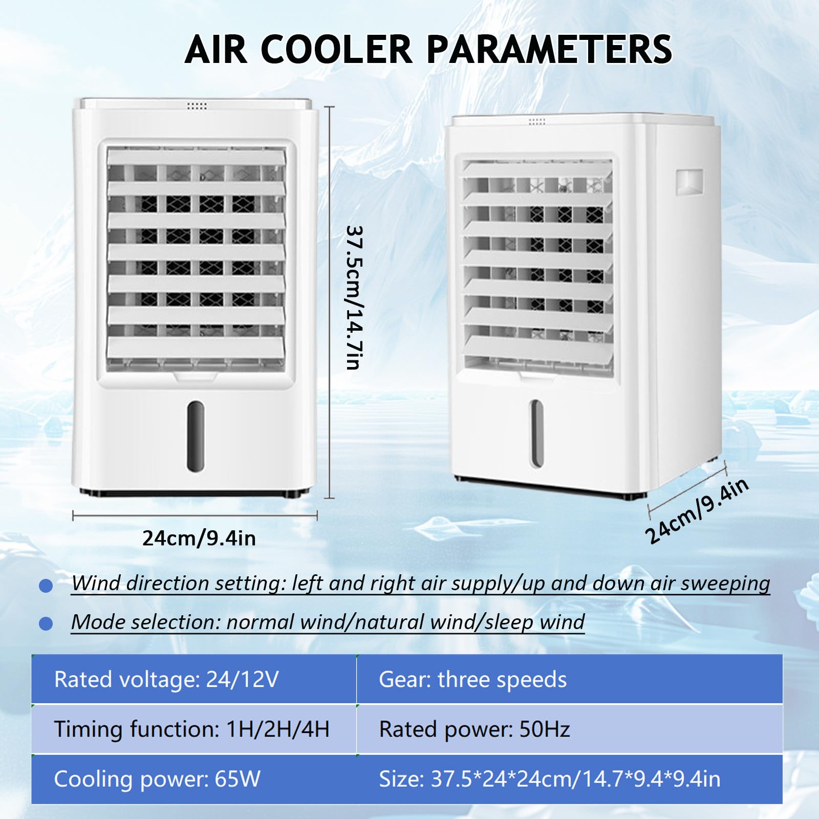 4L Aire Acondicionado Portatil con Mando, 4 en 1 Aire Acondicionado, 3 Velocidades, 3 Modos, Temporizador de 1/2/4H, Enfriador de Aire Portátil Interior,24V