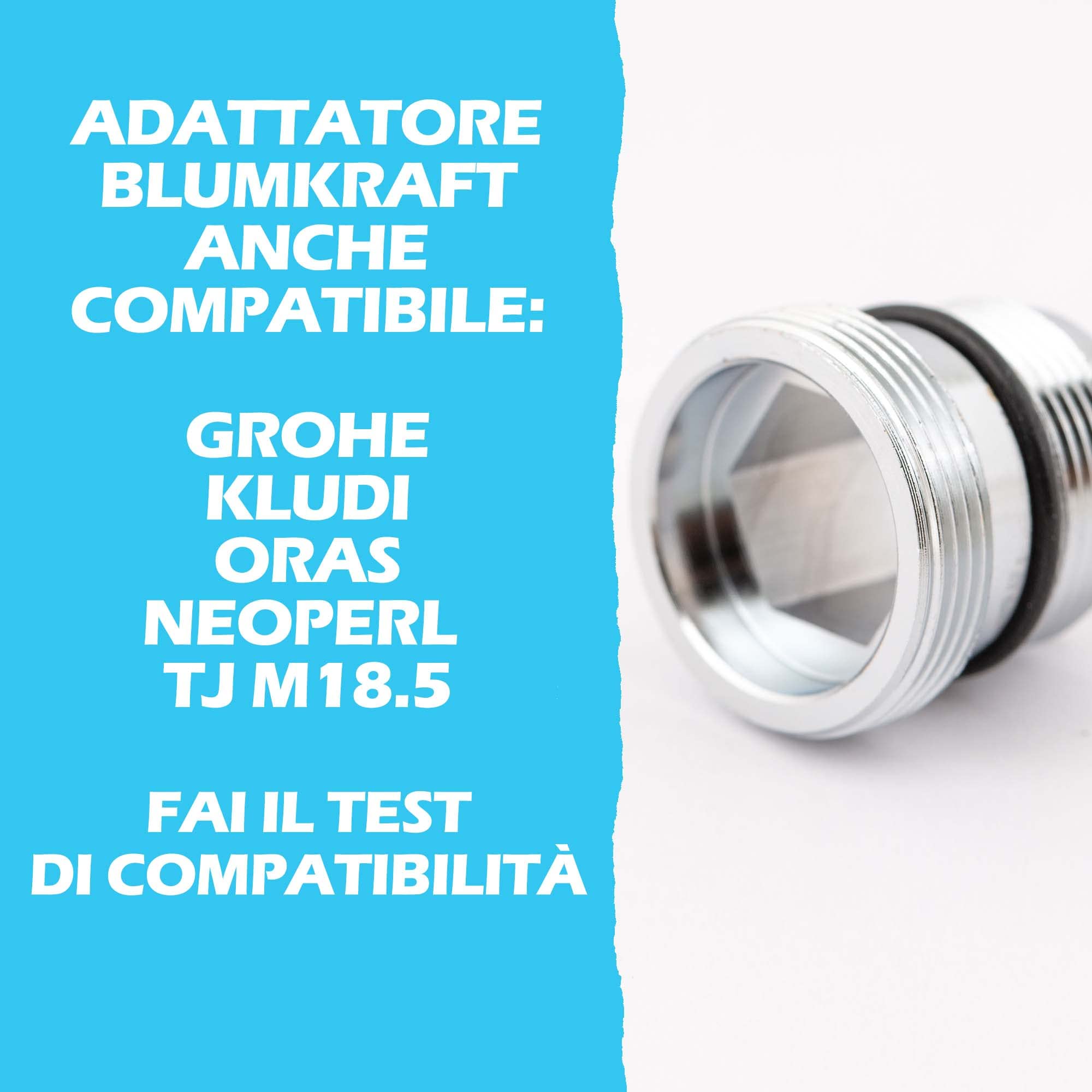 Adattatore per rubinetto miscelatore M18,5 - M22 per IKEA, GROHE, Neoperl TJ, filtro BRITA