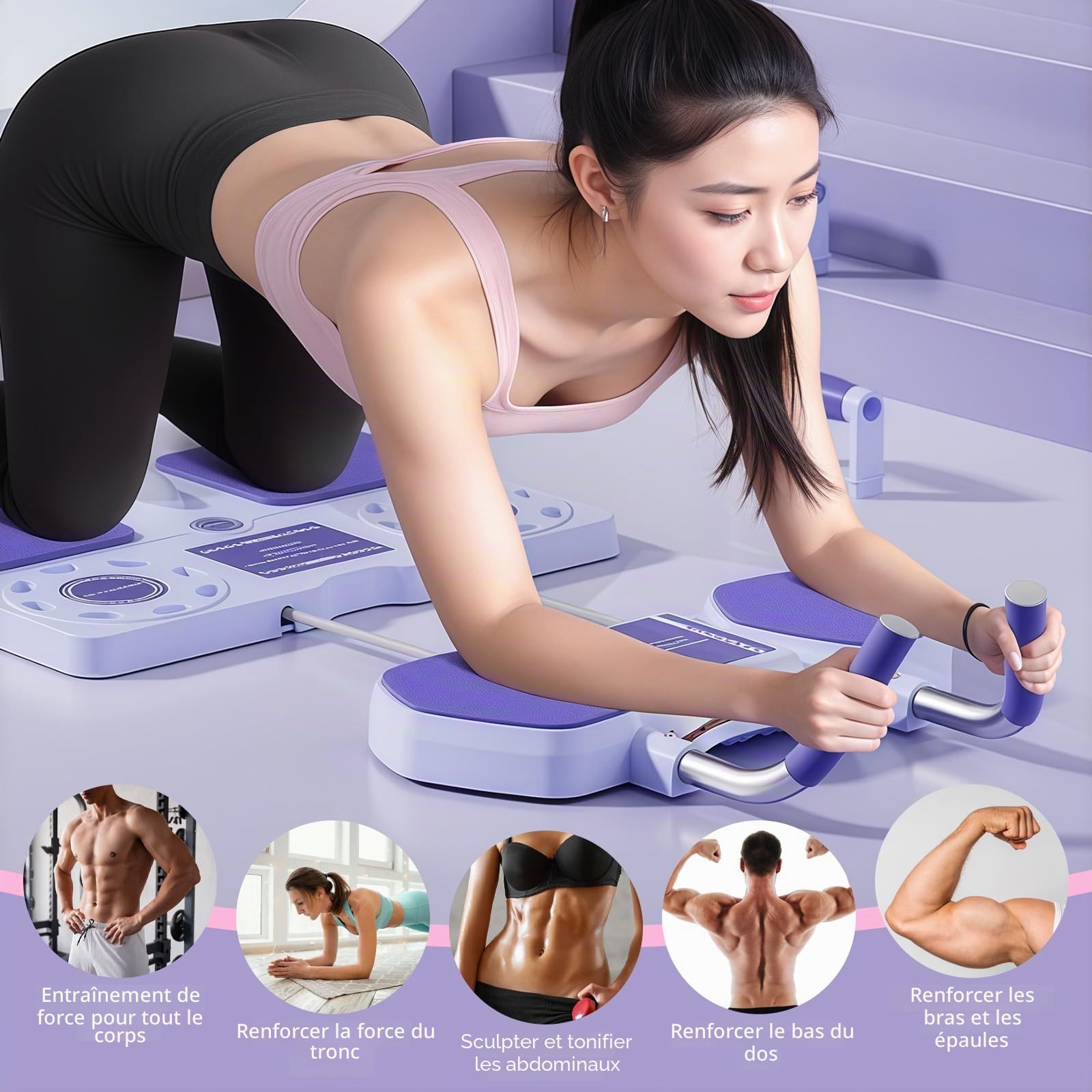Pilates Reformer Compact, Planche de Pilates 2025, 5 en 1, Multifonction, Pliable, Portable, Kit de Pilates / Planche abdominale pour la maison et le fitness