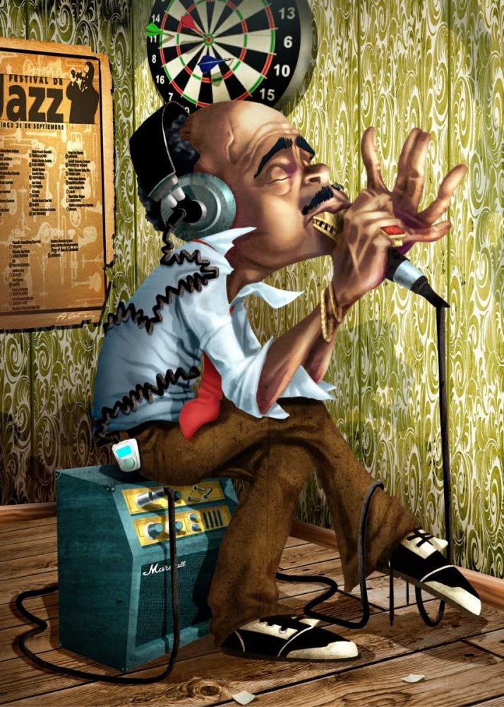 CANVAS-FRAMED-Bluesman-2-Humor-wall-decore-framed-Vertical-size_116_X_83cm