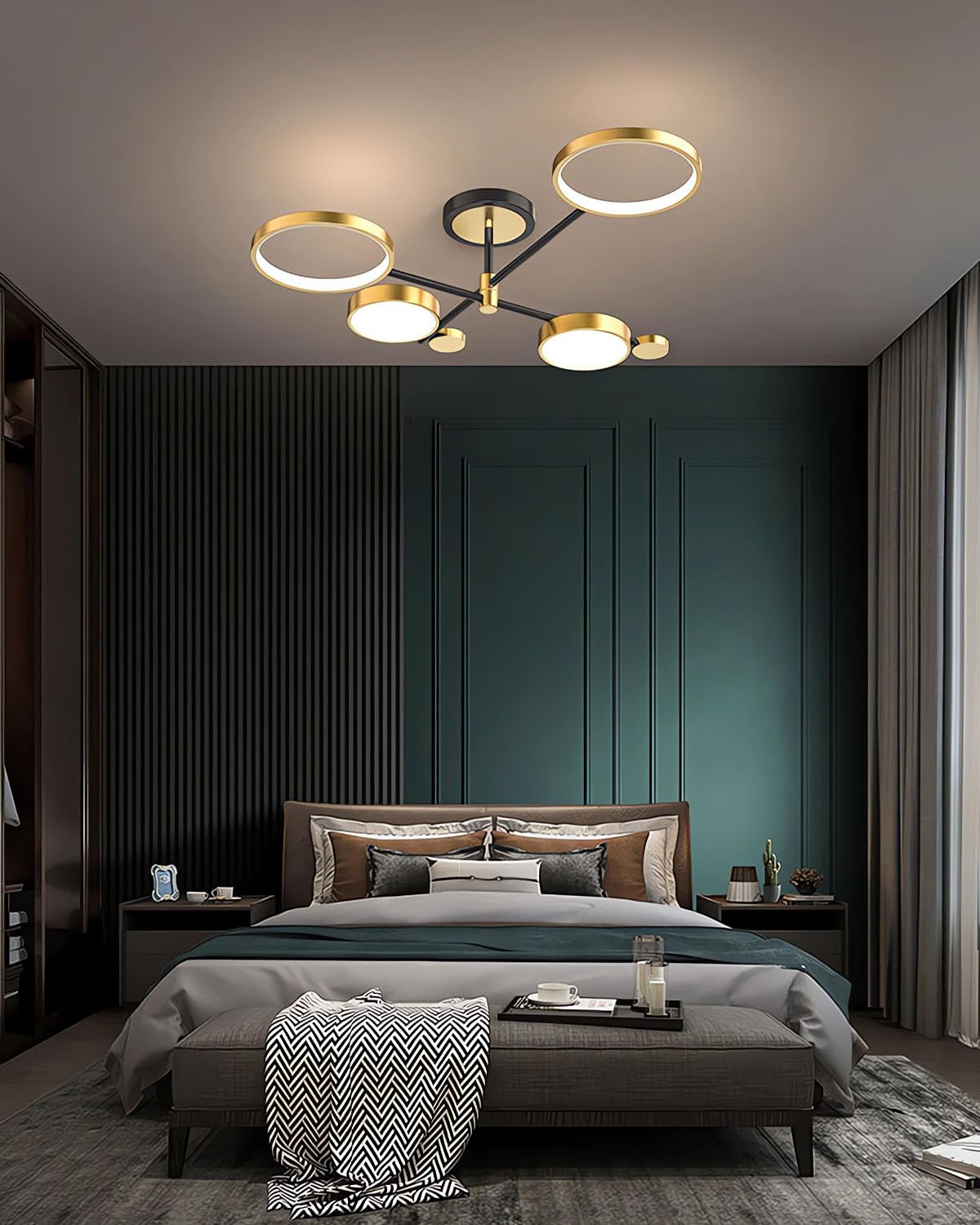 MOMOYY Modern LED Ceiling Light,Ceiling Lights Living Room,with Remote Control Creative Round Design Ceiling Light,for Bedroom Ceiling Lamp Living Room Dining Room Office Pendant Light (Gold, 75cm)
