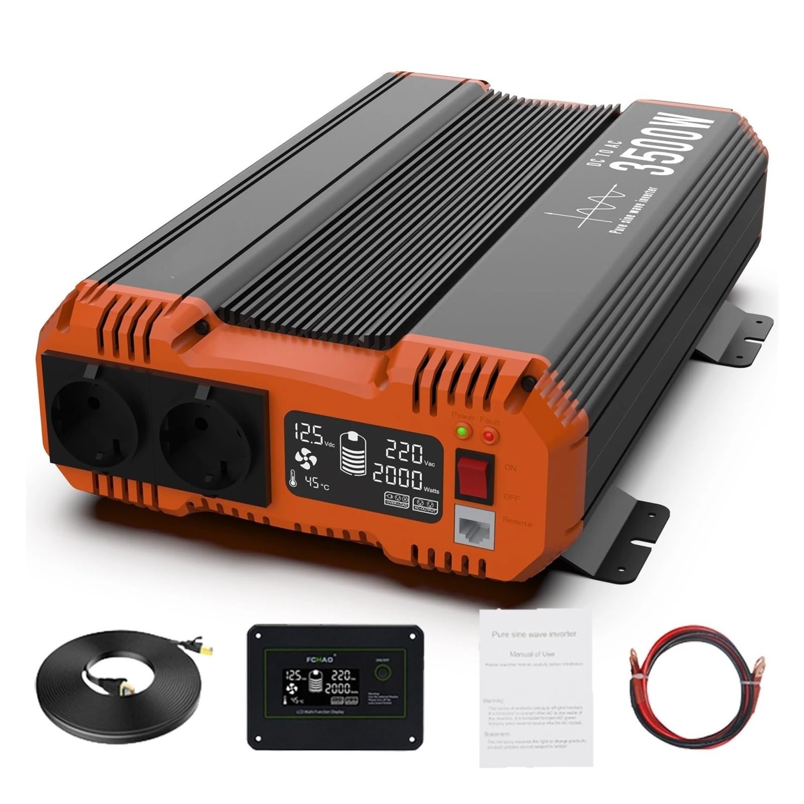 Inverter Onda Pura Inverter A Onda Sinusoidale Pura Da 1500 W 12 V 24 48 A 220 230 LCD Per Casa Campeggio E Camper Potenza Continua 3000 Convertitore(12V,3500W)