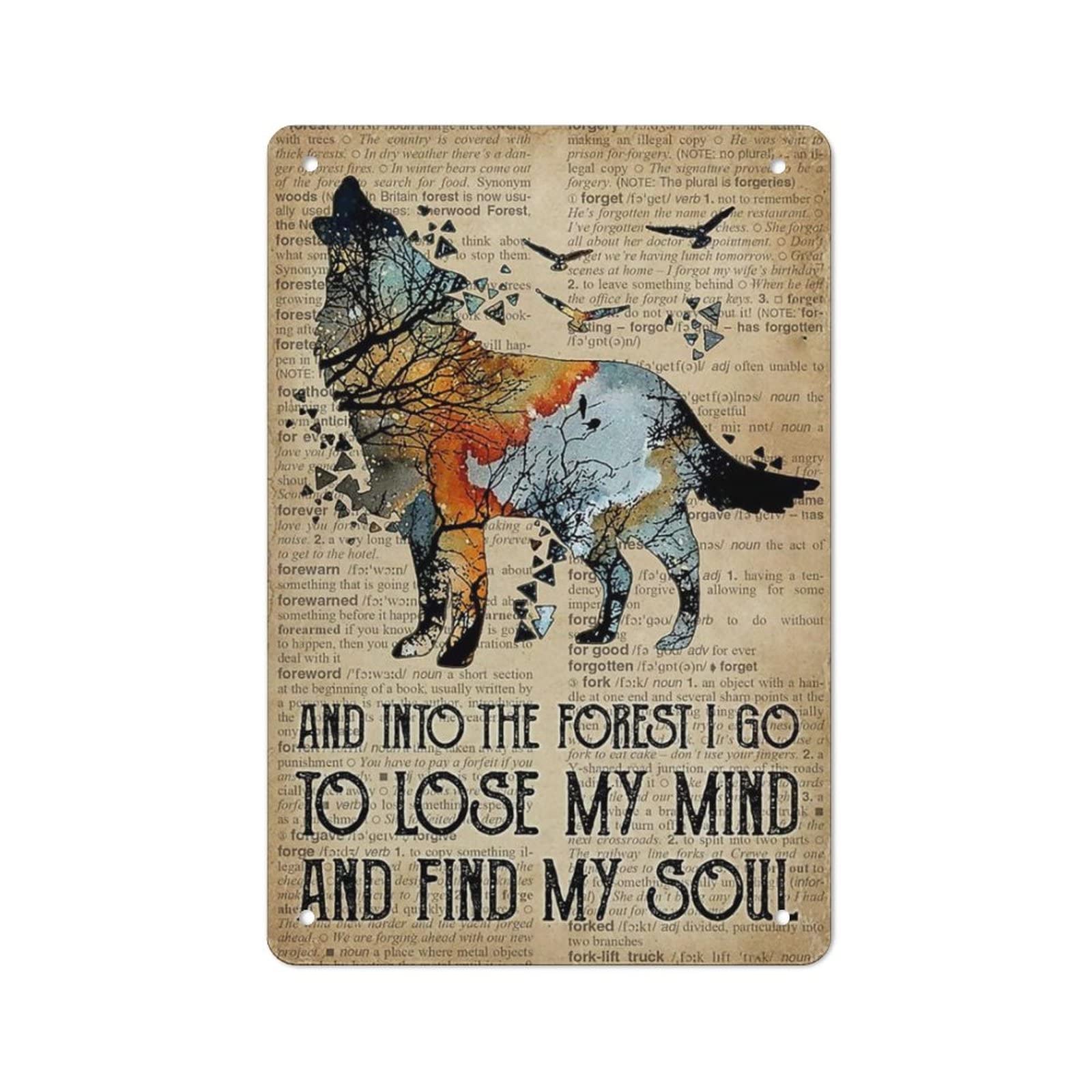 AOOEDM Wolf Pattern Into The I Go Vintage Metal Sign Wall Decor Metal Plaque for Cafe Bar Pub Home Beer Retro Poster 12x8 Inch