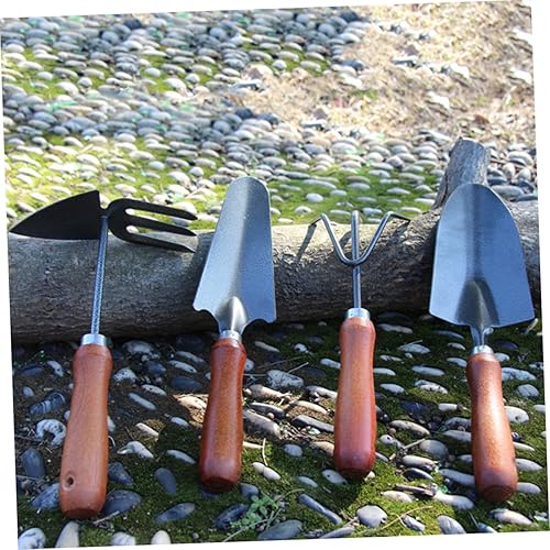Miniatura 8 de VICASKY Juego de 4 piezas de mini pala de hierro, barniz para estufa, herramientas de jardín para plantar, trasplantar, deshierbar, duradero y