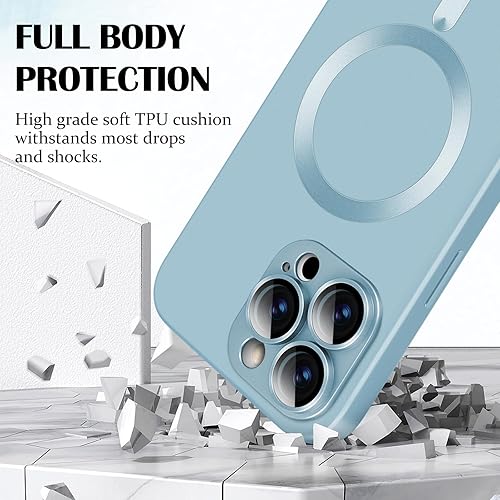 Miniatura 3 de Newseego Funda magnética para iPhone 14 Pro Max, funda de pintura metálica de lujo con MagSafe para mujeres, niñas y hombres, protector de lente de