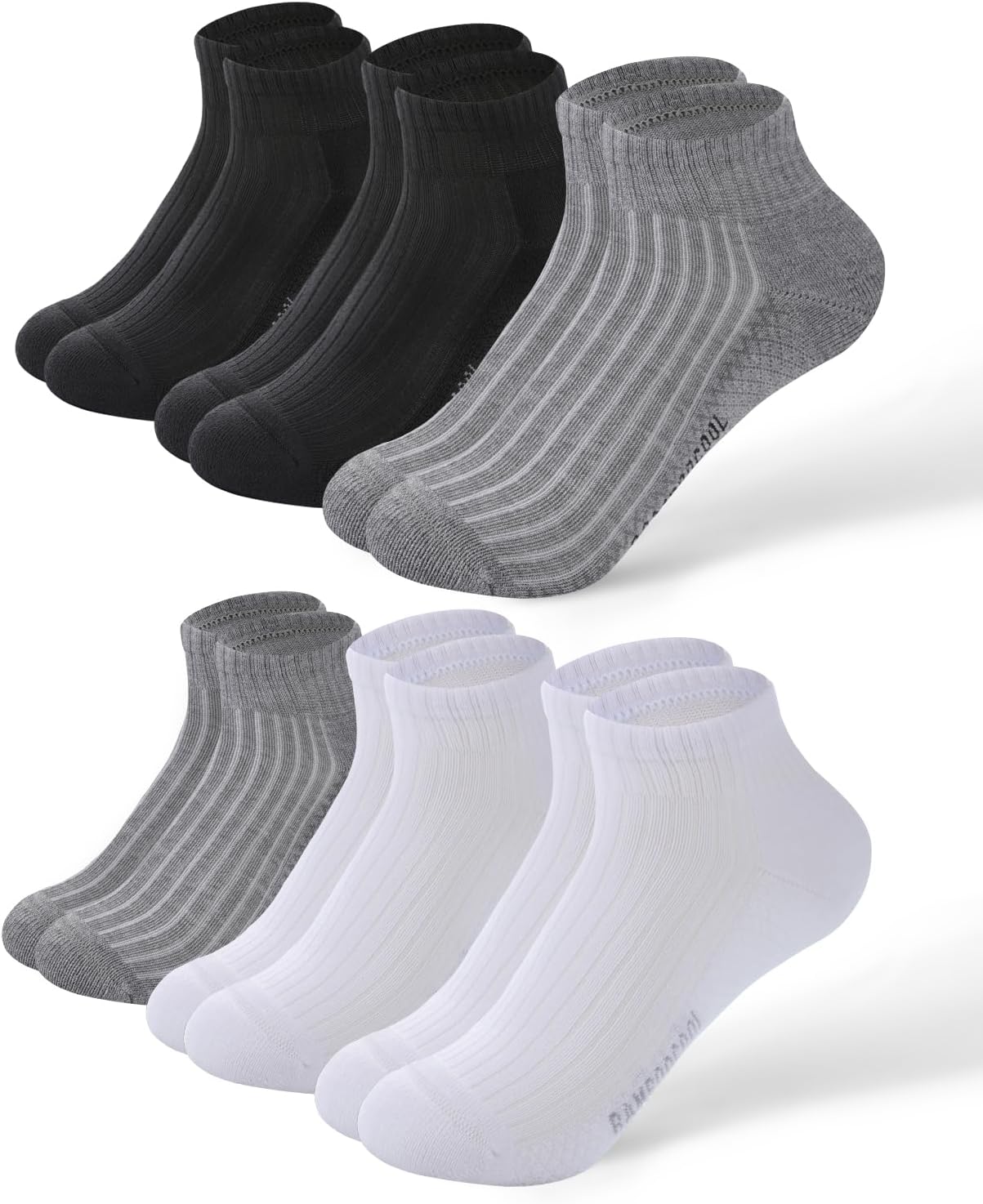 BAMBOO COOL Womens Ankle Socks Bamboo Viscose Basic Low Cut Moisture-Wicking Cushioned Anti-Blister