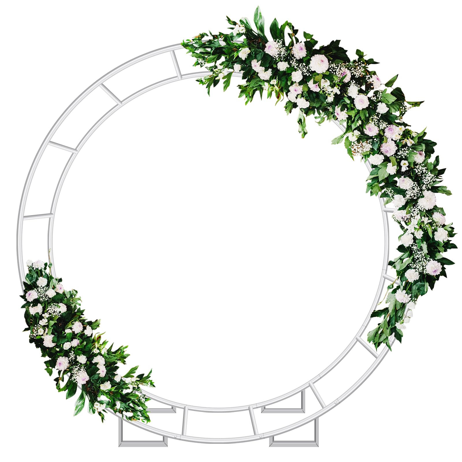 Double Round Backdrop Stand 6.5FT,Double Tubes Circle Balloon Arch Stand Frame,Metal Wedding Arch Backdrop Stand,Circle Arch Golden Arch for Birthday,Parties, Festivals Decorations(White)