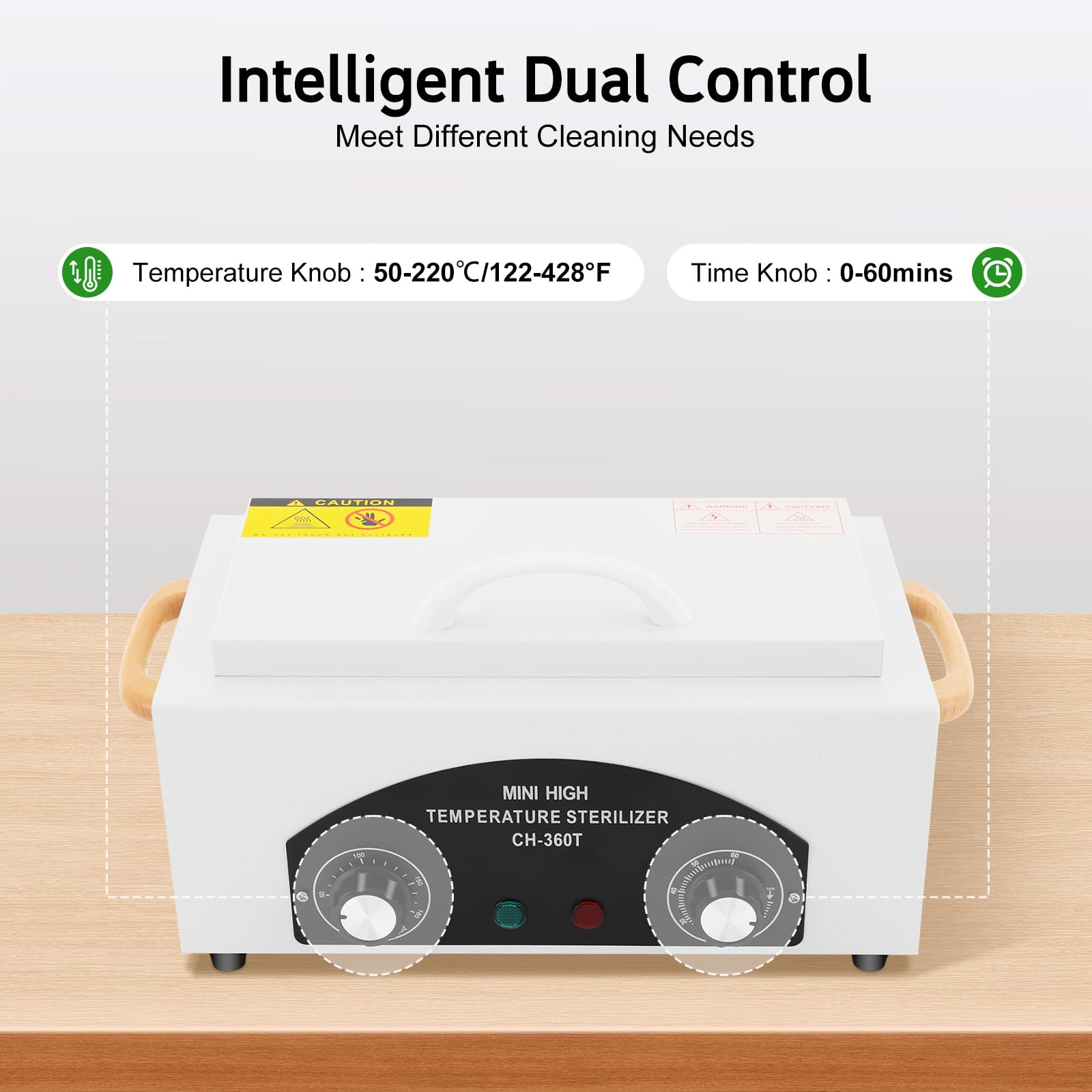 MINRS Sterilizzatore ad aria calda sterilizzatore ad alta temperatura 300 W 220 ℃ sterilizzatore a calore secco con timer regolabile per strumenti per unghie, strumenti cosmetici, cura dei piedi,