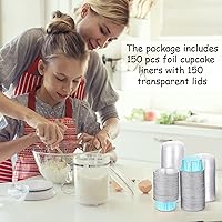 Vista 7 de 150 Pcs Aluminum Foil Baking Cup Disposable Ramekins with Lids 5oz Mini Cupcake Liners Flan Mold Mini Cake Pans with Lids Disposable Cake Tins for