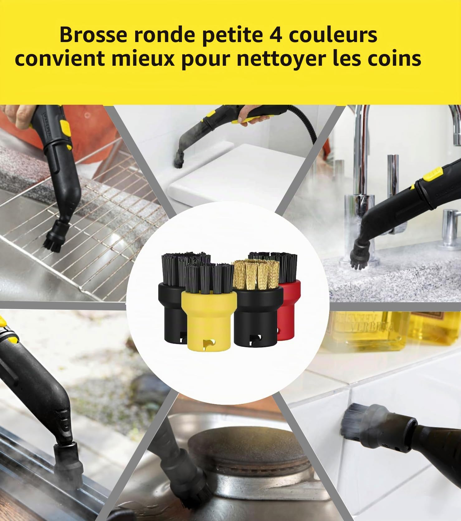 Lot de 14 accessoires pour nettoyeur vapeur Karcher SC1 SC3 SC5 SC4 SC2 Accessoires de rechange pour buse manuelle, avec buse allongée, buse incurvée, brosse ronde, suceur plat