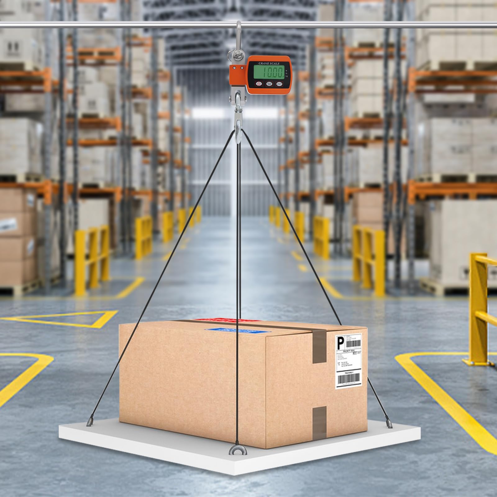 Báscula de grúa digital colgante, 500 kg, compacta, con pantalla LCD HD y conmutación, peso ligero y portátil, para almacenamiento de material y equipaje (naranja)