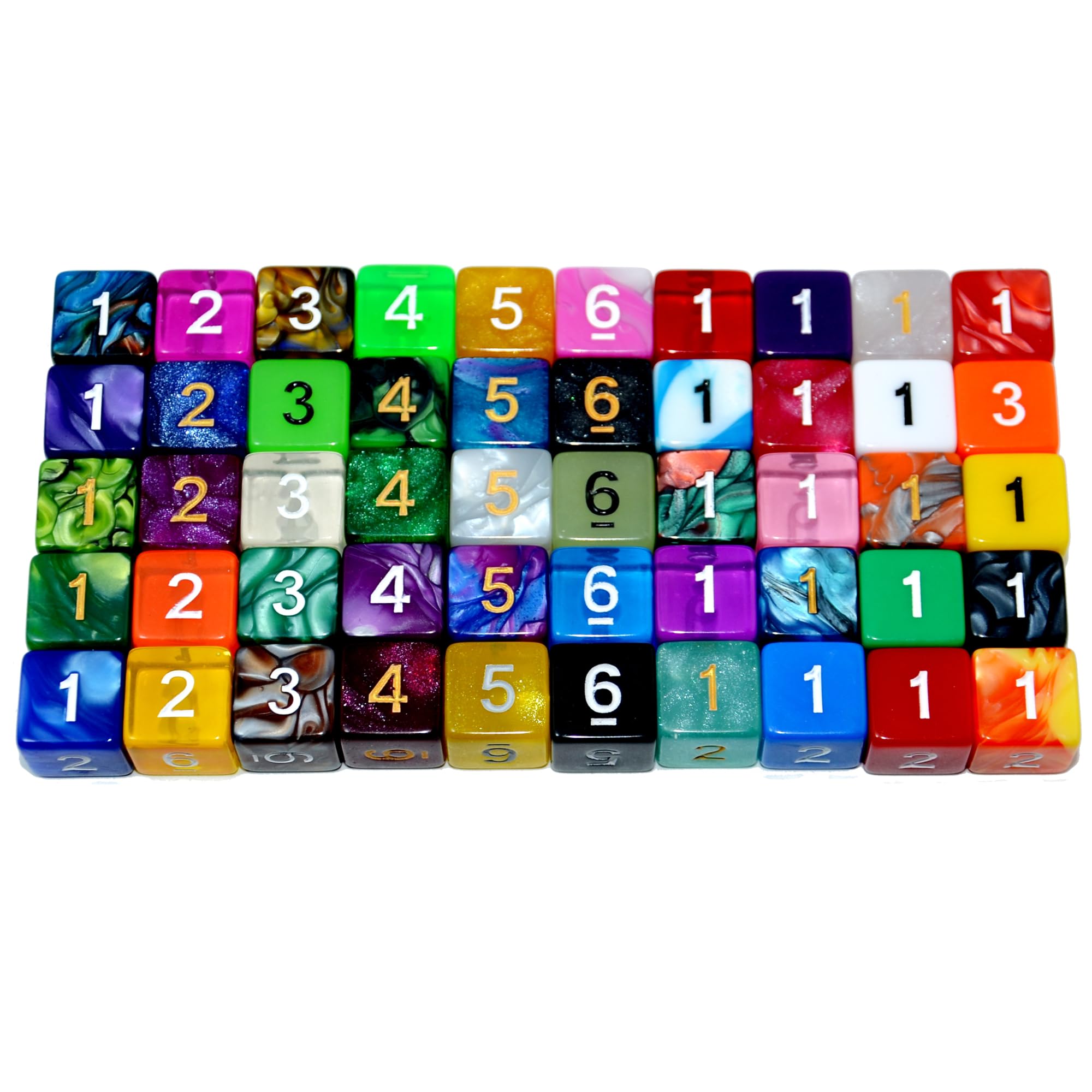 SmartDealsPro 50-Pack D6 D12 D20 6 12 20 Sided Dice Polyhedral Dice with Pouch for DND RPG MTG Table Game (D6, MIx Color) - Image 2
