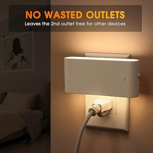 Miniatura 3 de Briignite Luces nocturnas enchufables a la pared, luz nocturna LED con sensor de luz del atardecer al amanecer, paquete de 2, luz nocturna regulable