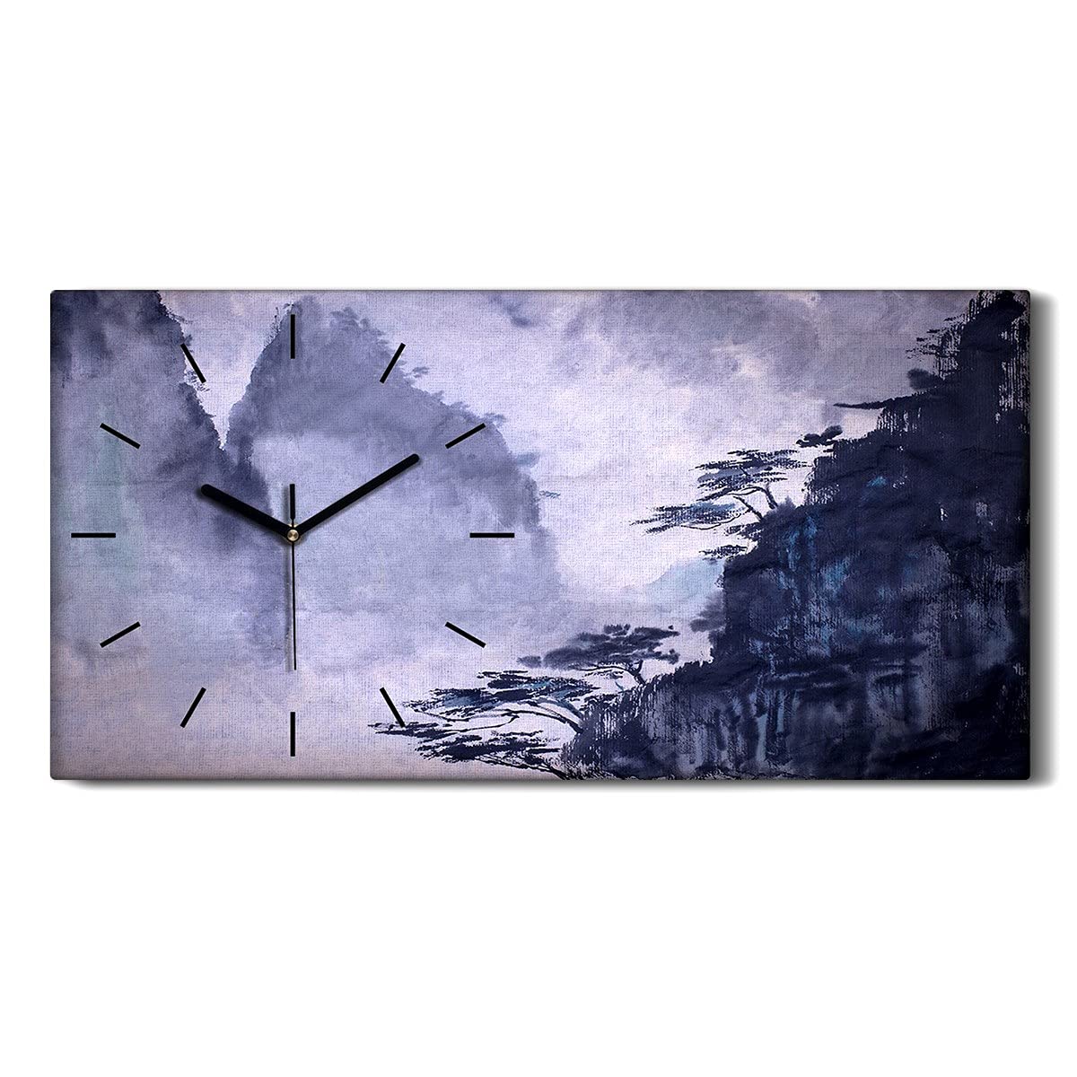 Horloge sur toile 60x30cm pour chambre parentale art moderne