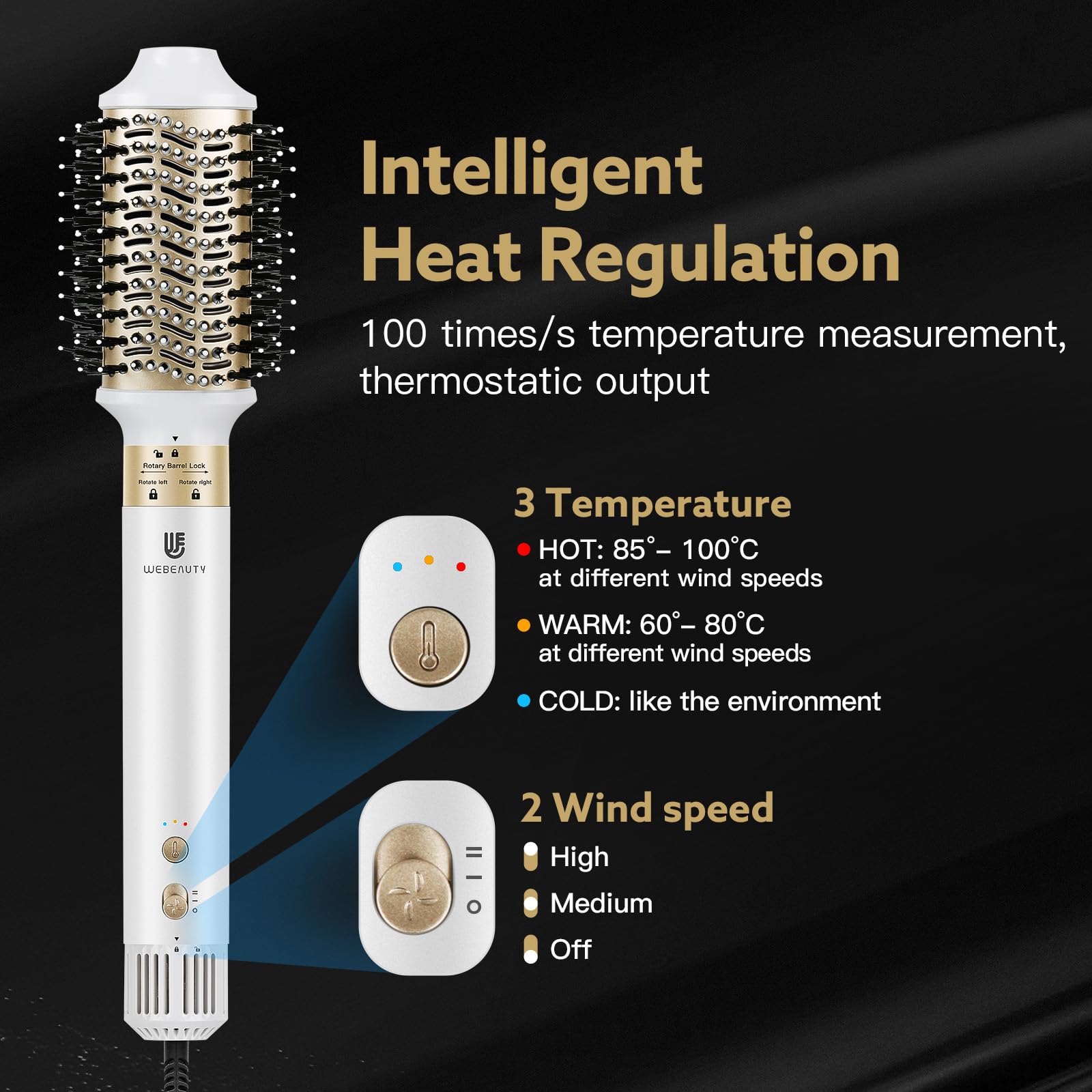 webeauty 6in1 Secador Pelo Set, Moldeador de Pelo,110000 RPM, 30M/S | 1400W Hair Dryer de Alta Velocidad,500 Millones de Iones Secador de Pelo con Cepillo Secador de Pelo y Air Rizador