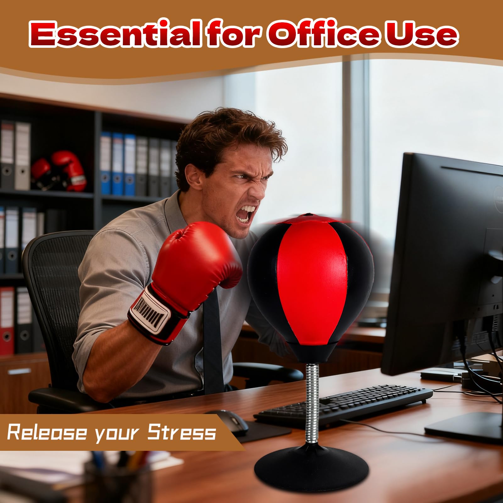 Divertido saco de boxeo de escritorio, producto para aliviar el estrés con ventosa para escritorio de oficina y hogar, divertido regalo de broma para jefes, compañeros de trabajo, amigos, mini boxeo