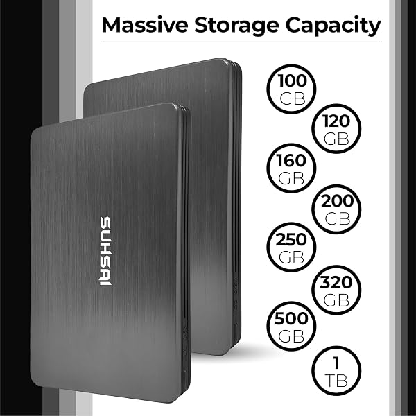 SUHSAI Disco rigido esterno 120 GB USB 3.0 leggero disco rigido per backup e archiviazione dati, disco rigido portatile da gioco, HDD con memoria avanzata per laptop da gioco, PC, Mac, desktop, grigio - 4