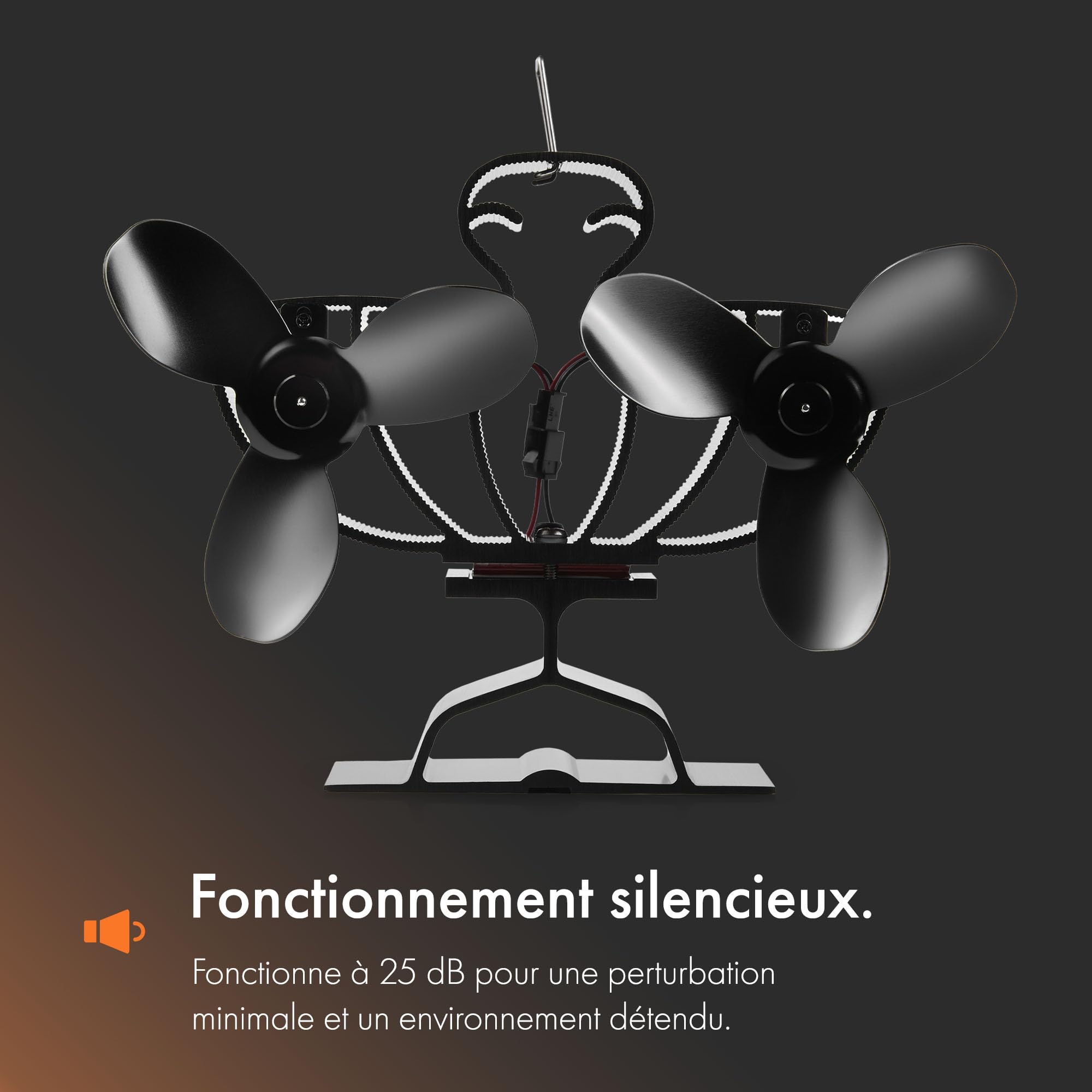 VonHaus Double Ventilateur de Poêle à Bois - Ventilateur Cheminée à 6 Pales - Alimenté par la Chaleur - Silencieux, Circulation Respectueuse de l'Environnement