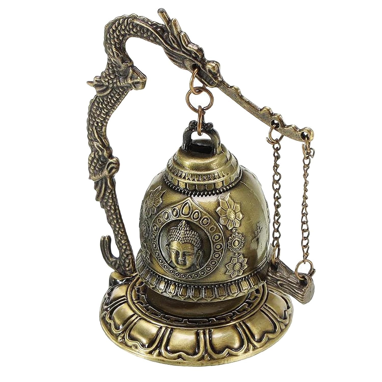 Ahina Asian Oriental Brass Gong with Dragon Stand Mini Gong Meditation Bell for Japanese Desk Accessories Tibetan Bells and Dragon Symbol Zen Art Accen-image-25