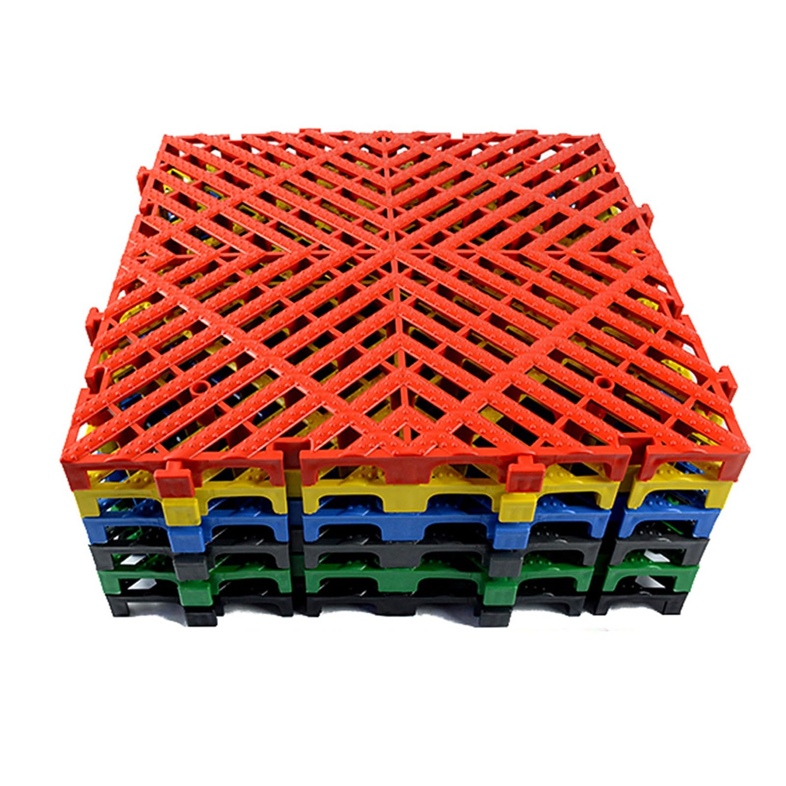 Modular Interlocking Floor Tiles - 40x40cm Car Wash, Garage, Shower Drain Grille Mats (Green, Set of 4) - Durable, Slip-Resistant, Easy to Clean, Water-Resistant