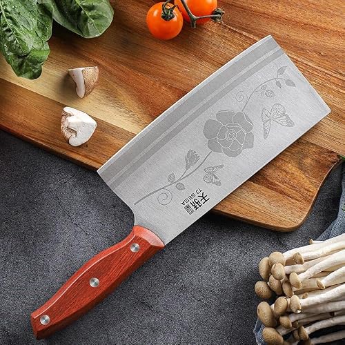 Miniatura 9 de Tj Pop Cuchillo De Chef Chino, Cuchillo De Carnicero Profesional 18cm 2 En 1 Cuchillo De Cocina Afilado Con Diseño De Colmillo Completo, Hoja De Acero 30cr13 Espesor 2.5mm,Tj Sega Serie Tc1707