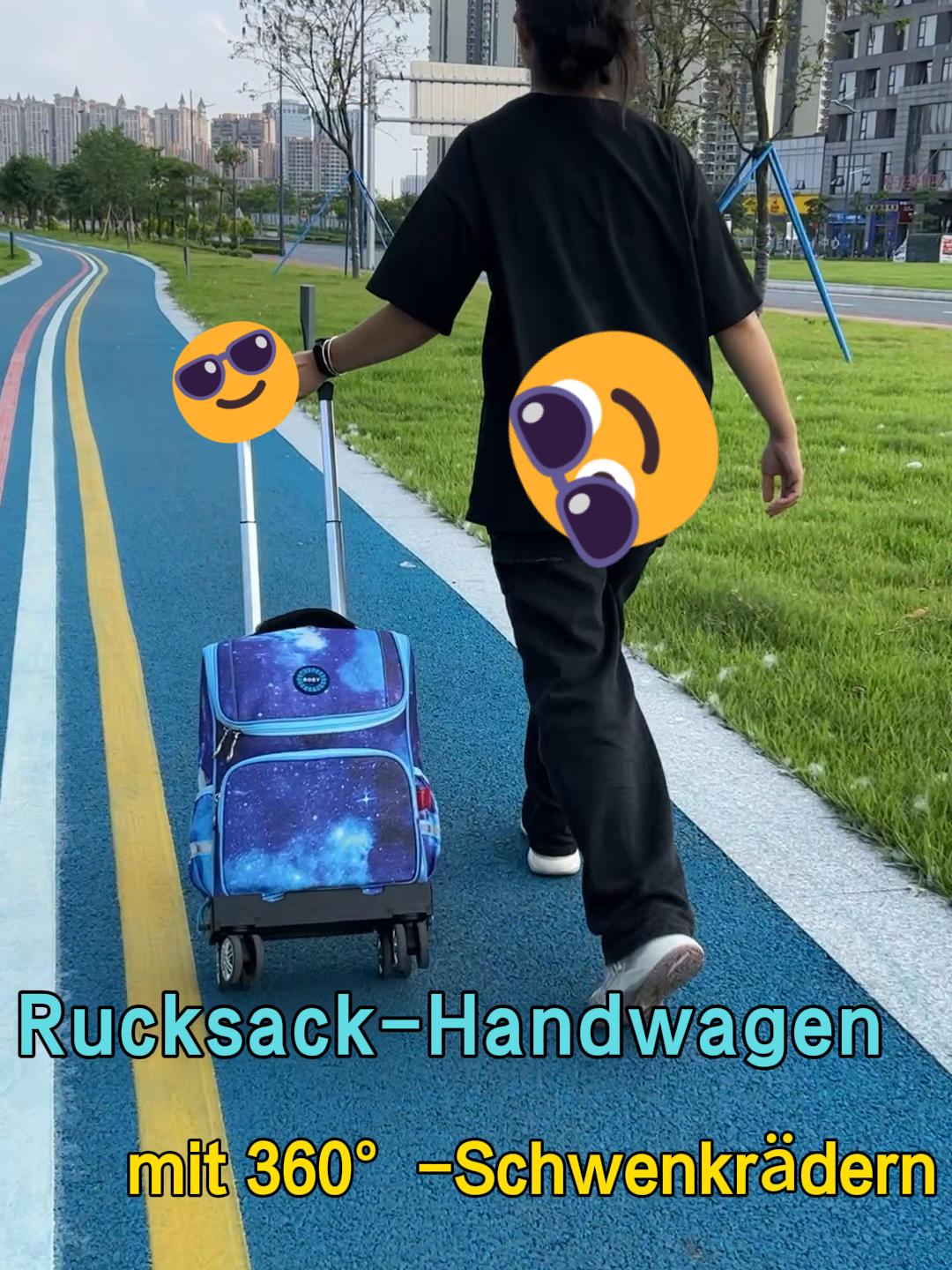Faltbarer Rucksack-Trolley Mit 3 Rädern – Klappbare Handkarre Für Rucksäcke & Taschen, Bis 35 Kg, Aluminium, Schwarz